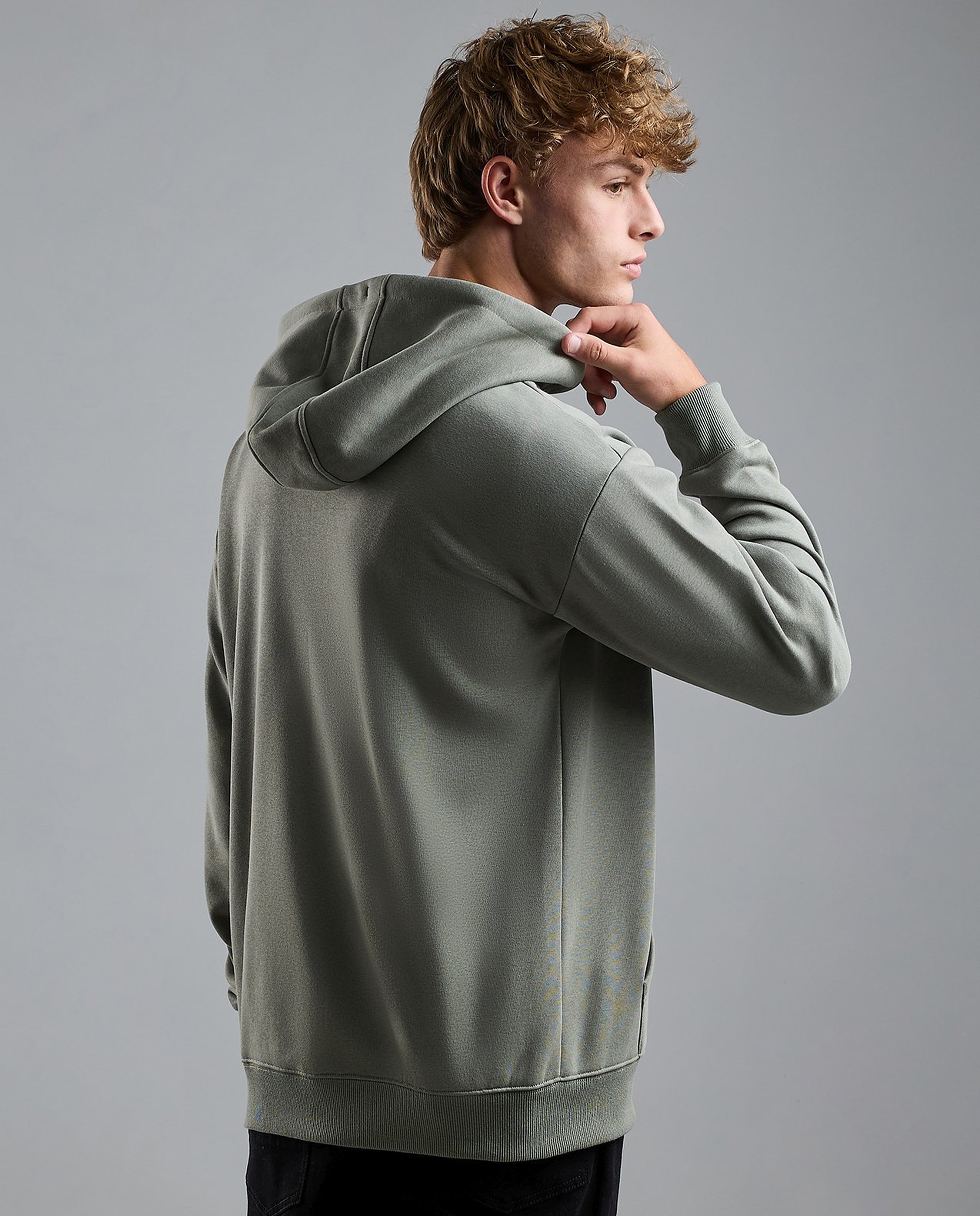 Solid Hooded Jacket with Zipper Closure