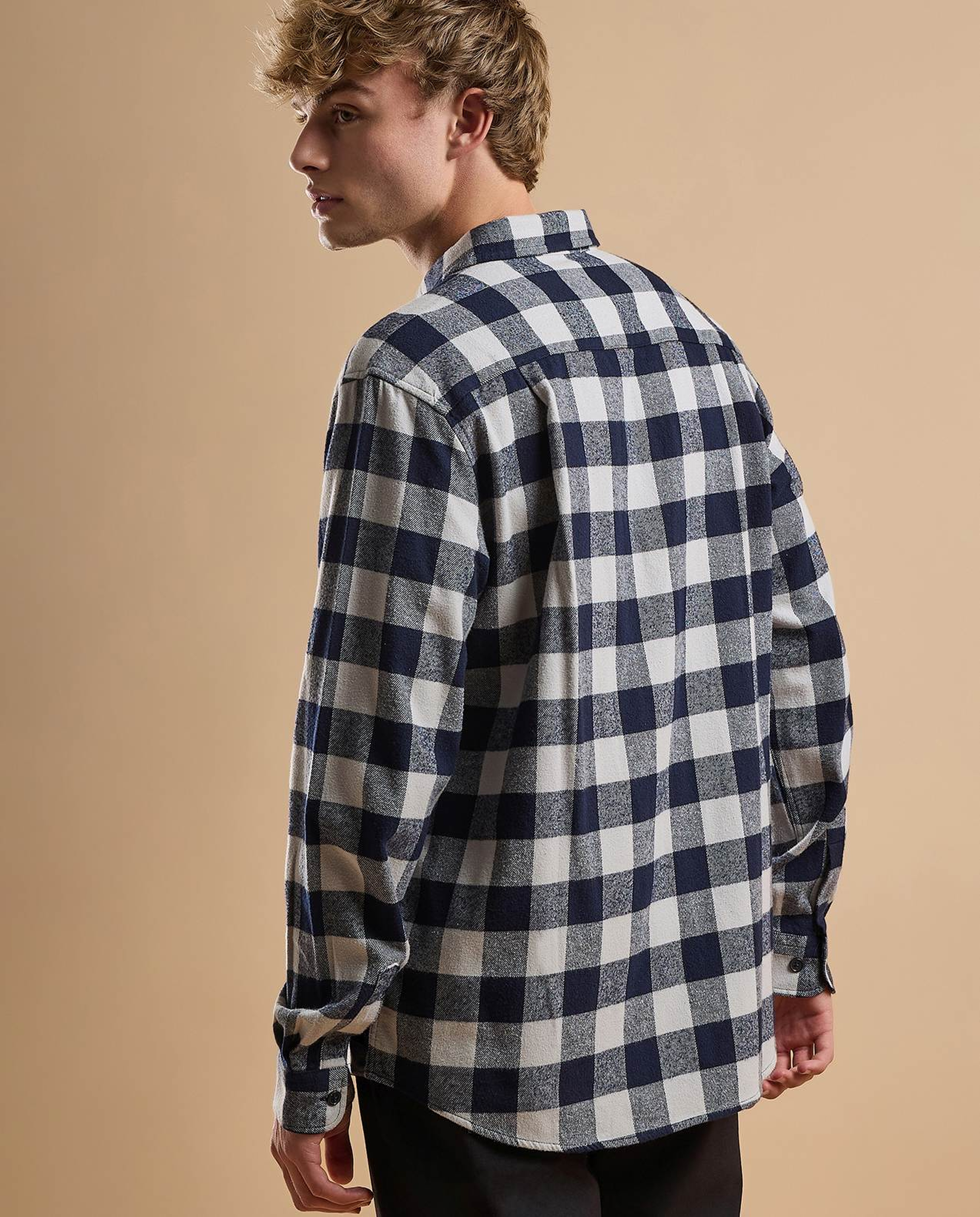Checkered Shirt with Classic Collar and Long Sleeves