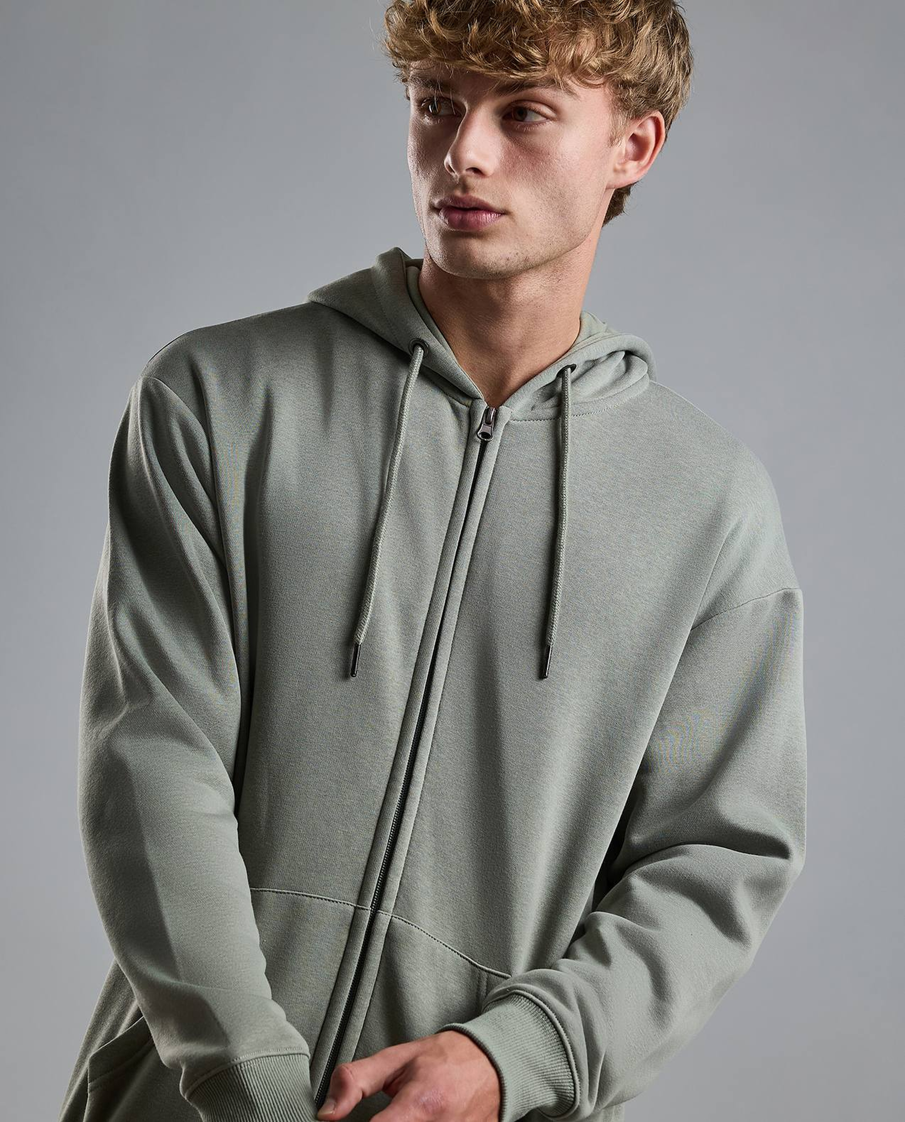 Solid Hooded Jacket with Zipper Closure