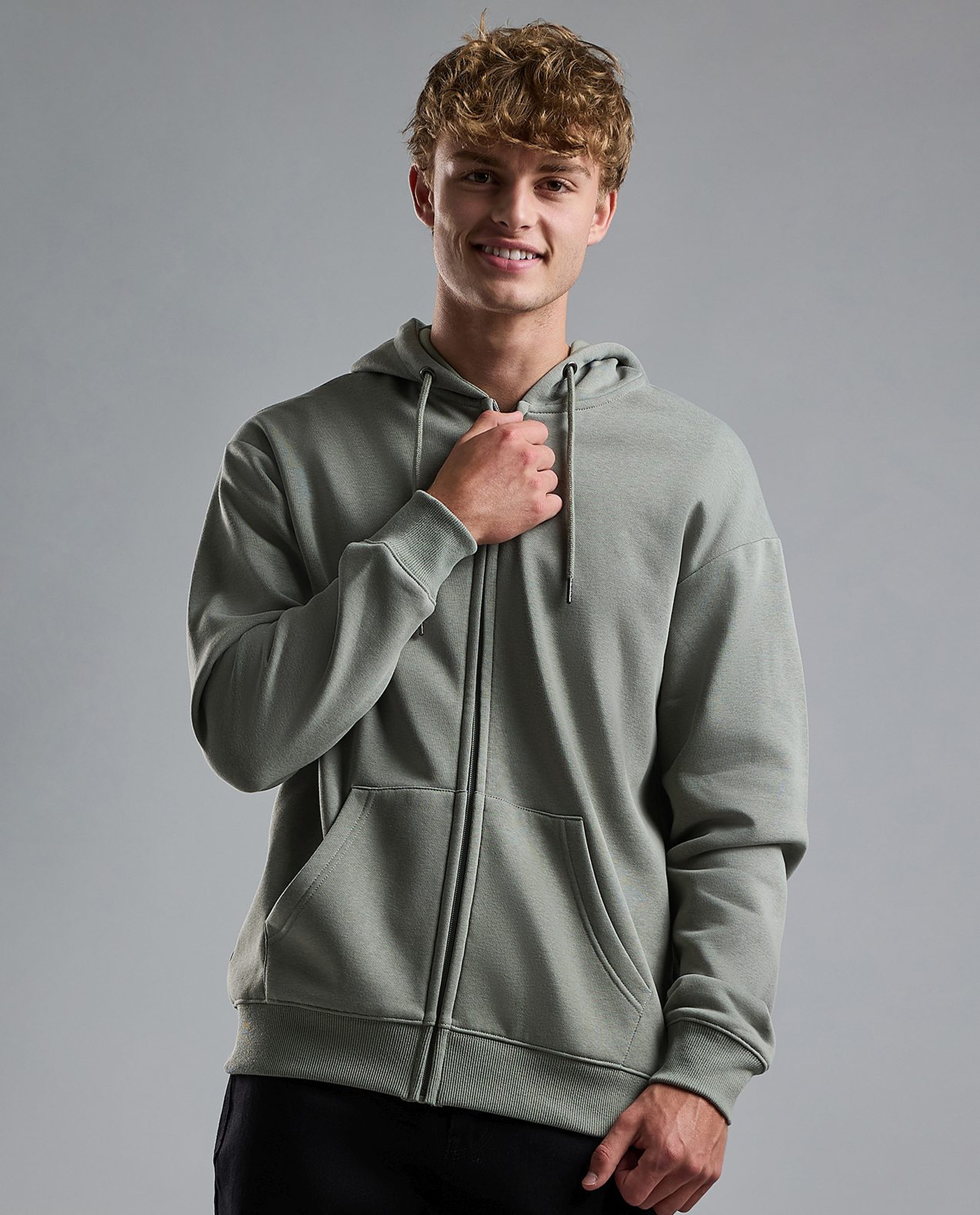 Solid Hooded Jacket with Zipper Closure