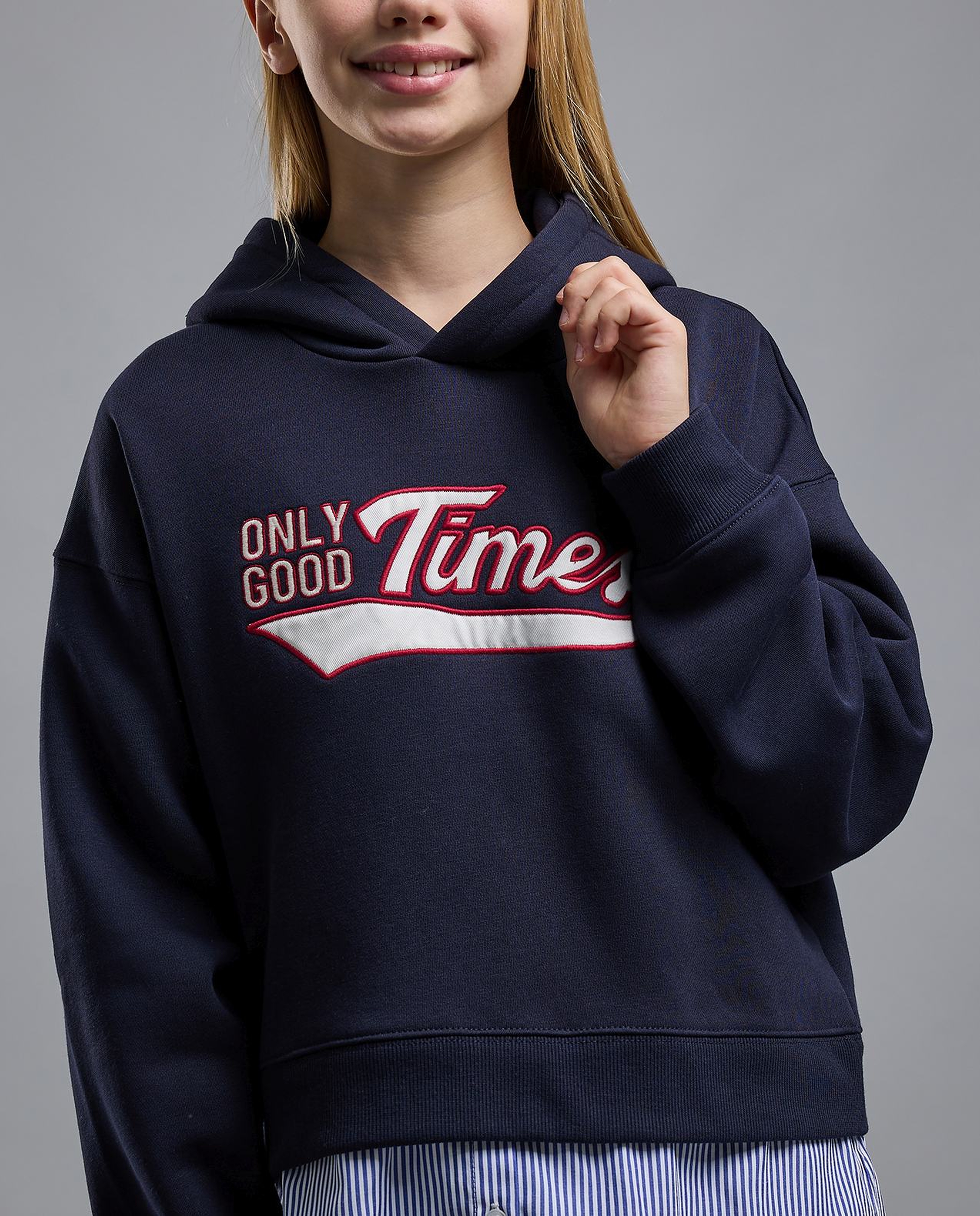 Typography Print Hoodie with Long Sleeves