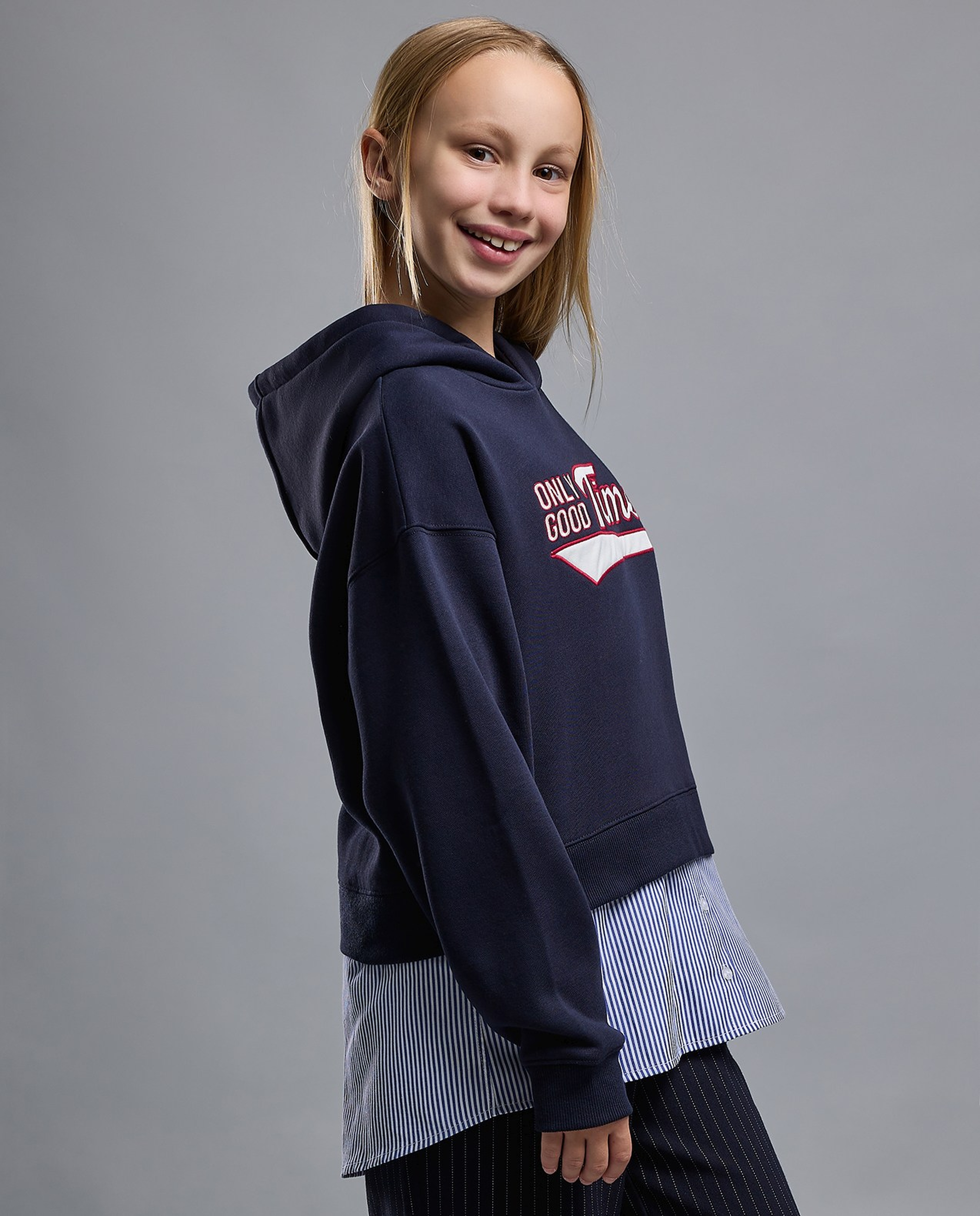 Typography Print Hoodie with Long Sleeves