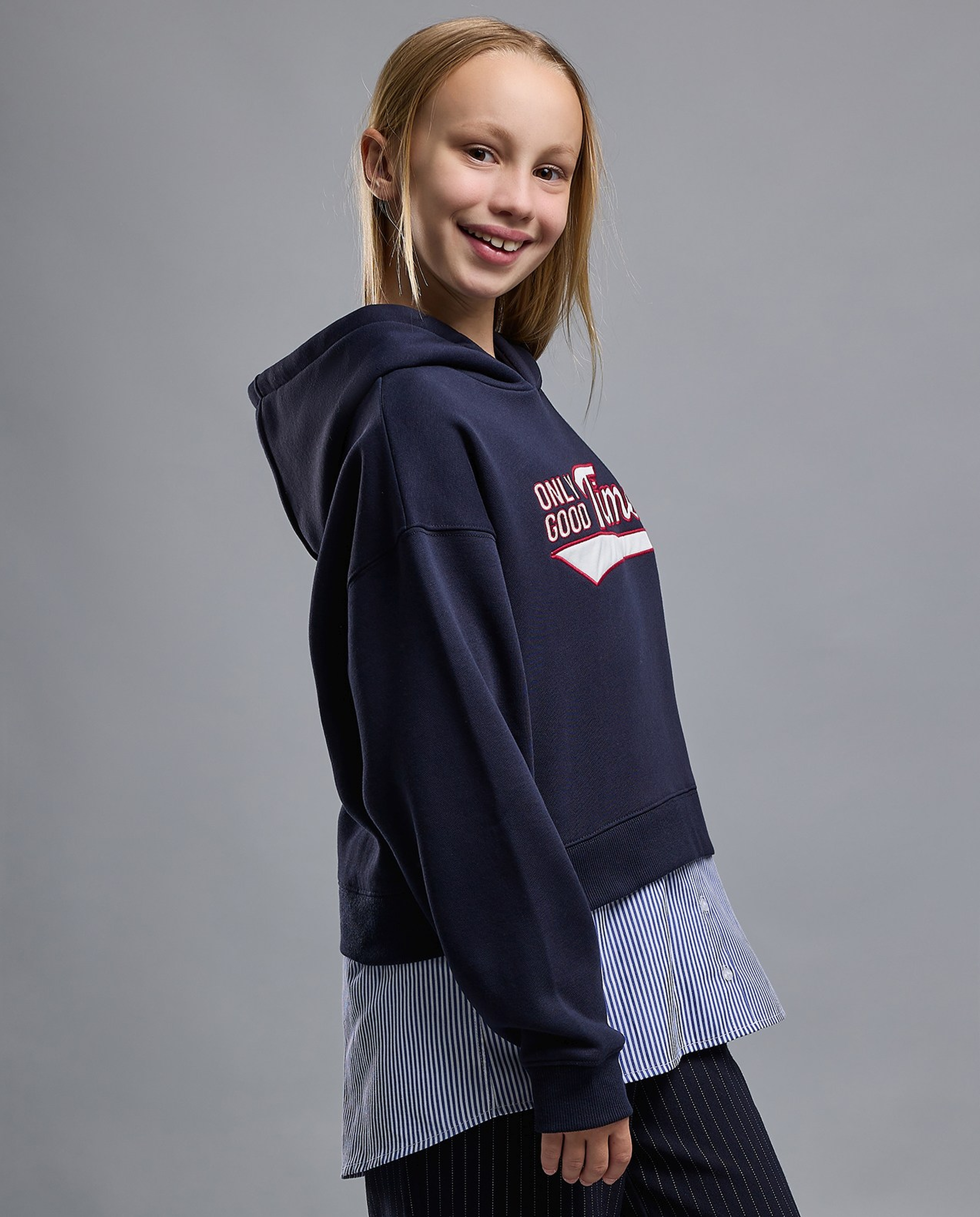 Typography Print Hoodie with Long Sleeves