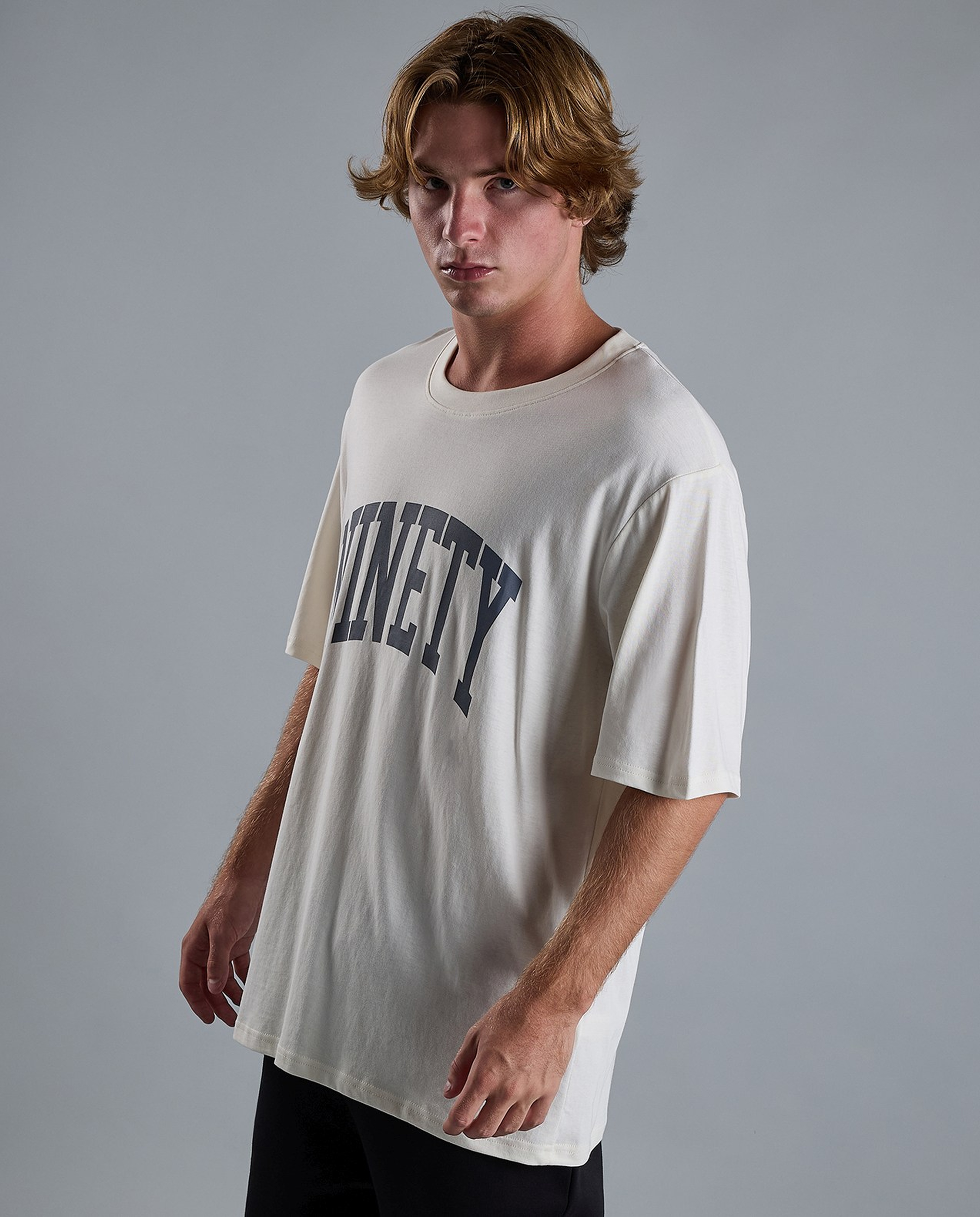 Typography Print T-Shirt with Crew Neck and Short Sleeves