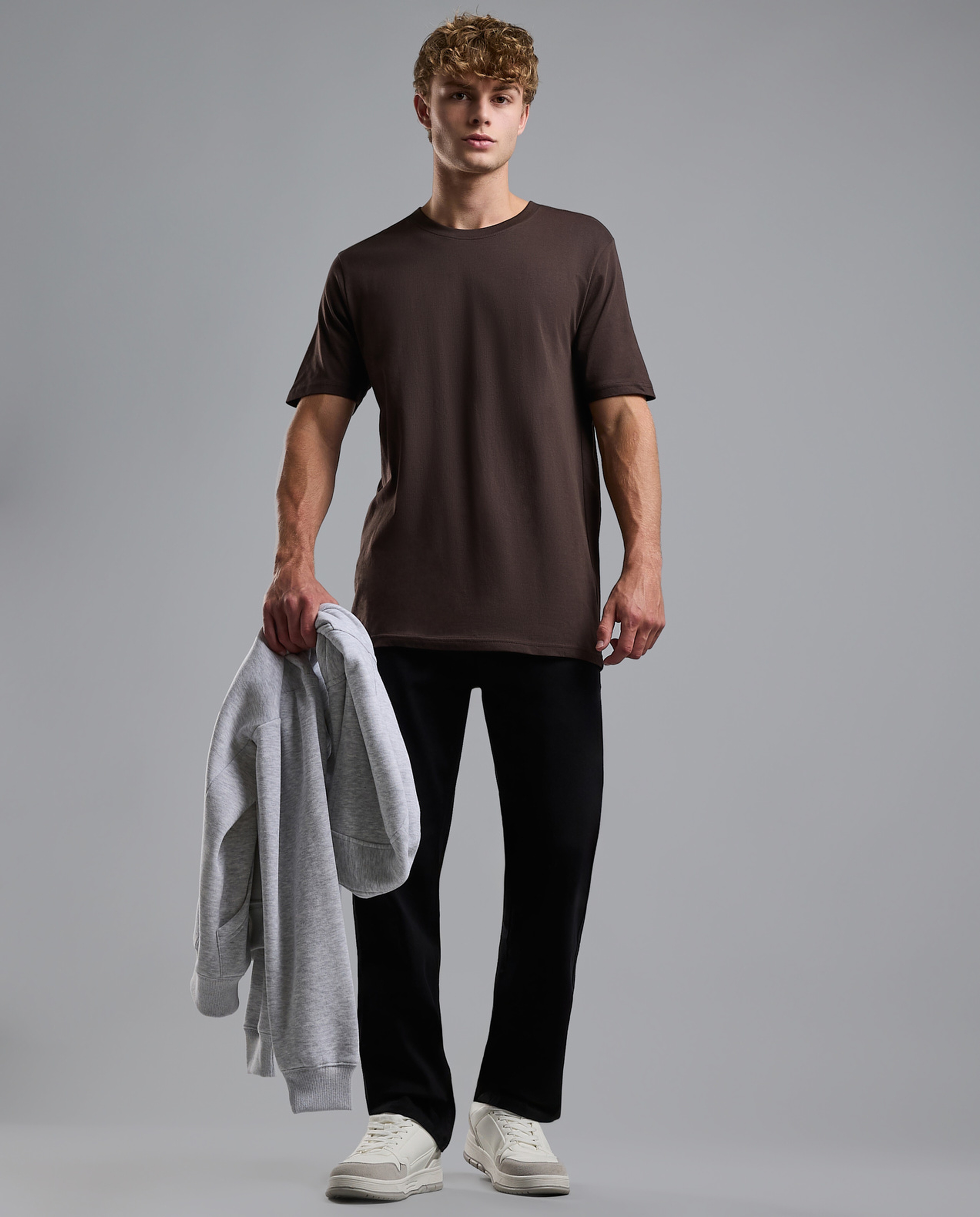 Solid T-Shirt with Crew Neck and Short Sleeves