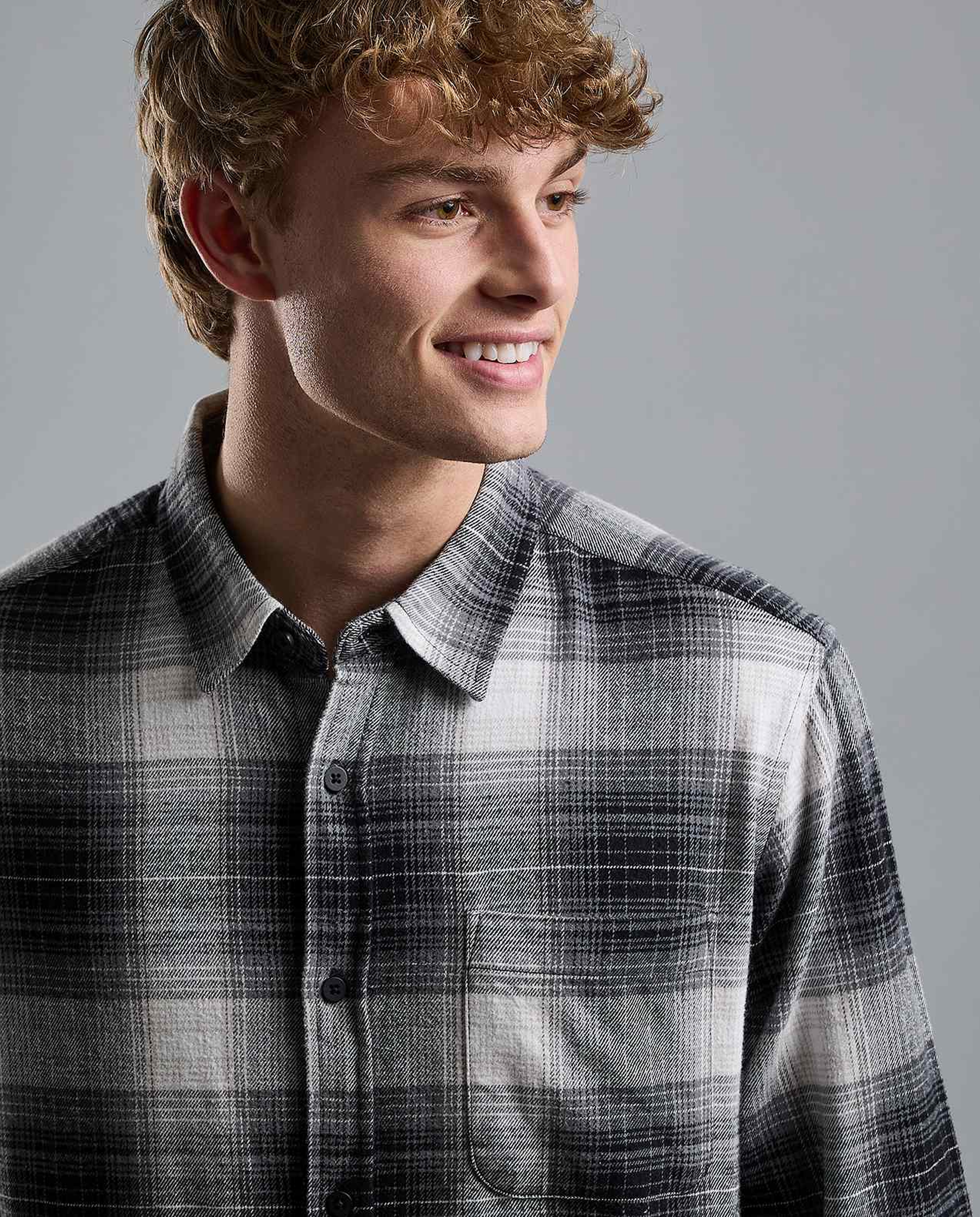 Plaid Shirt with Classic Collar and Long Sleeves