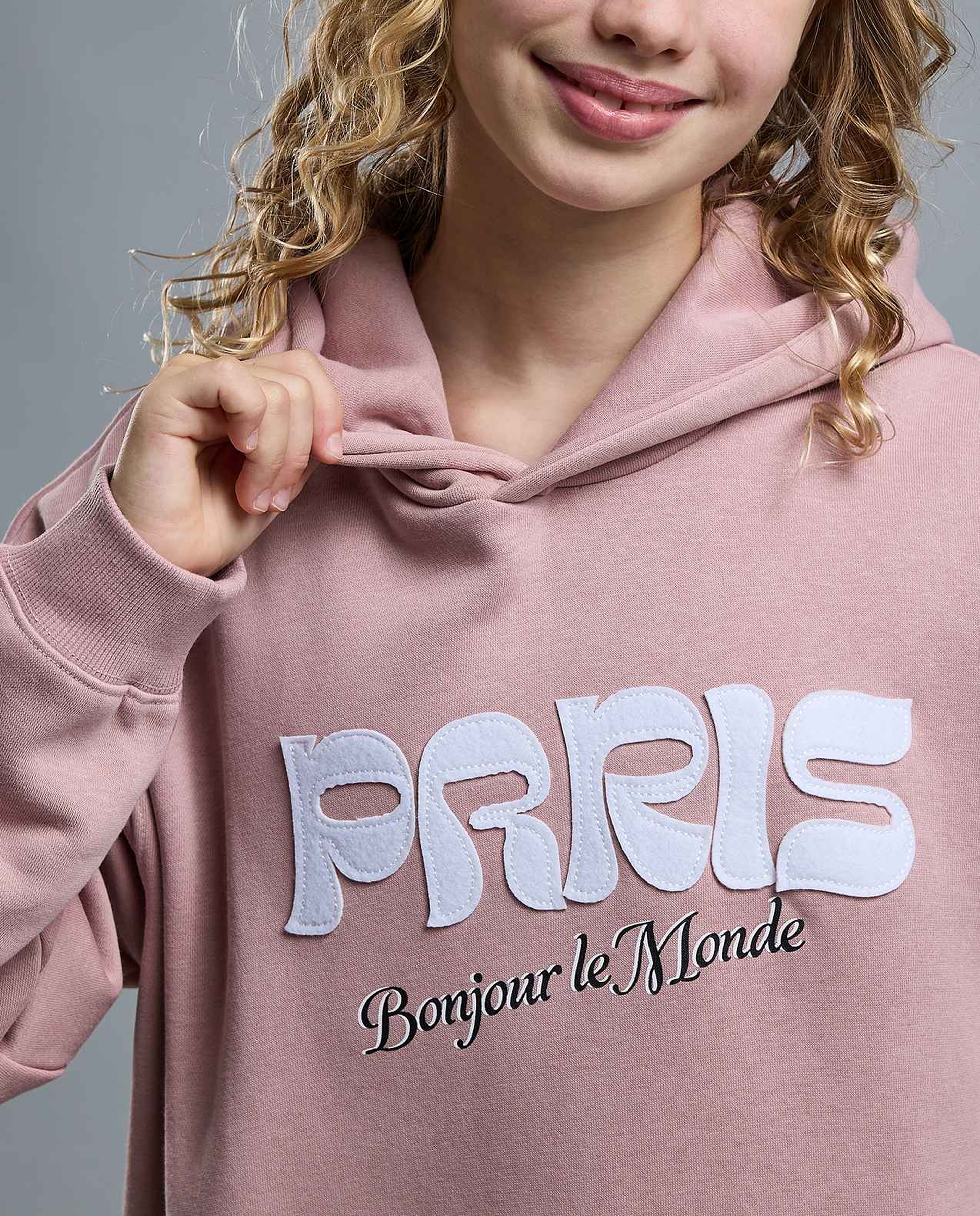 Typography Print Hoodie with Long Sleeves