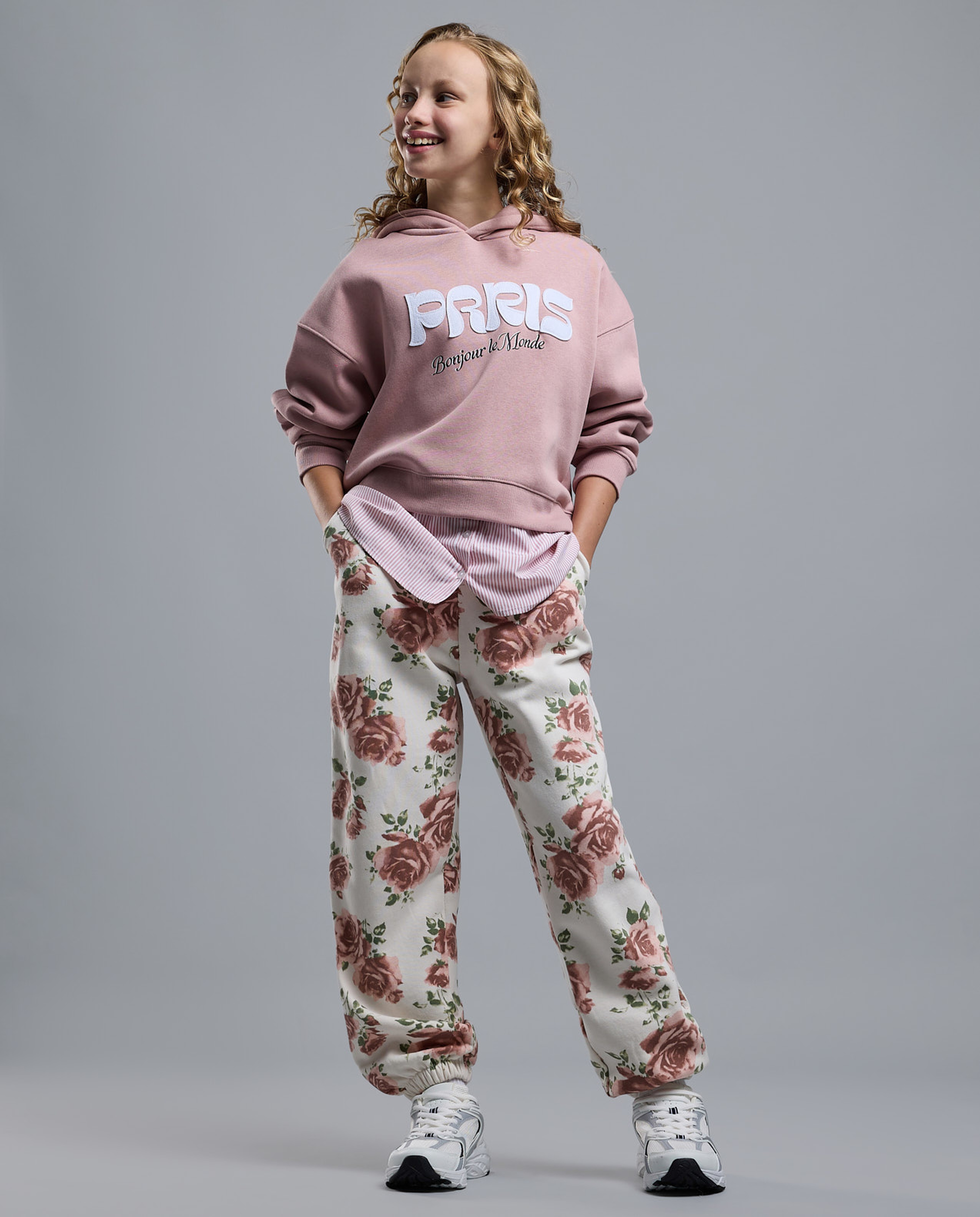 Typography Print Hoodie with Long Sleeves