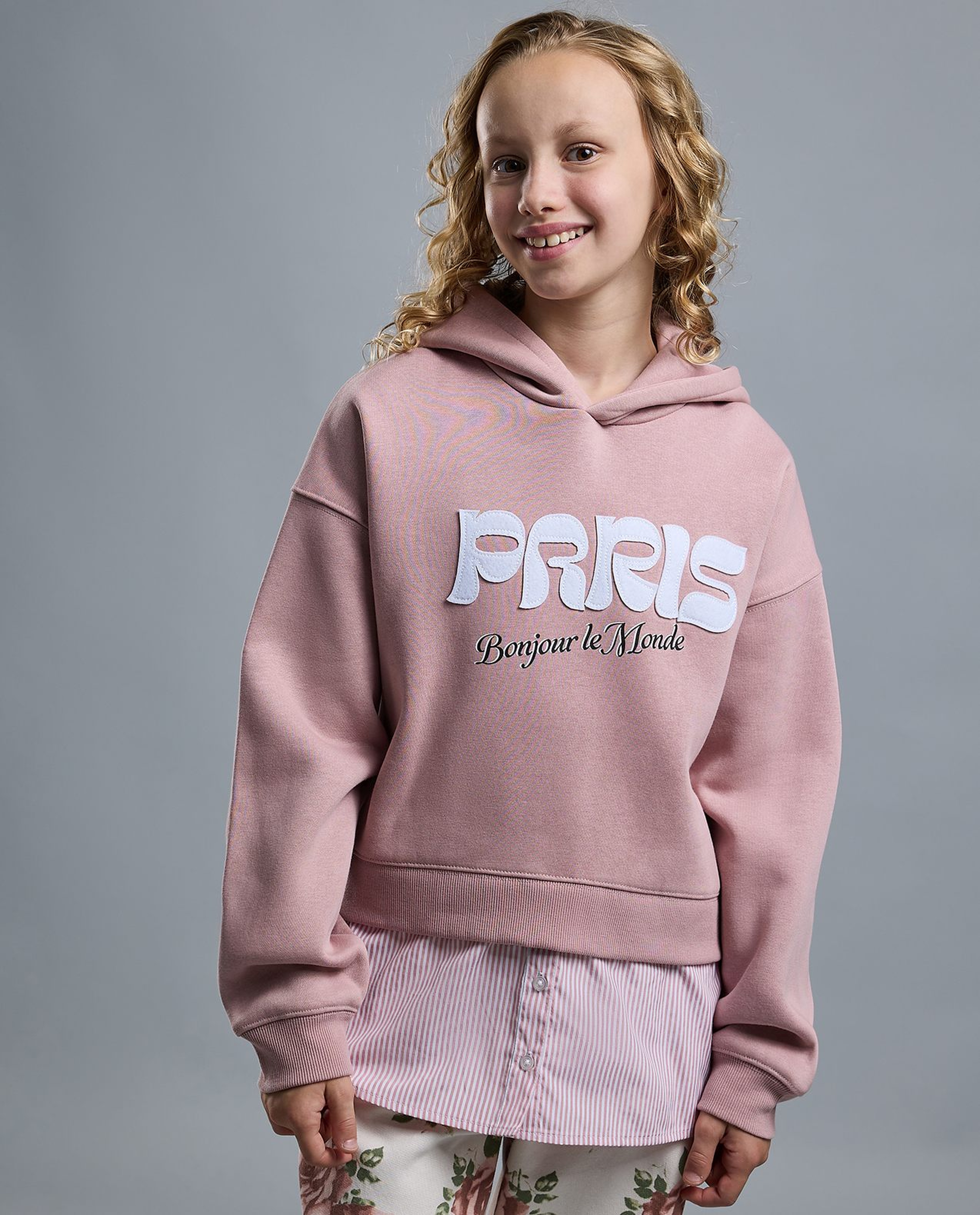 Typography Print Hoodie with Long Sleeves