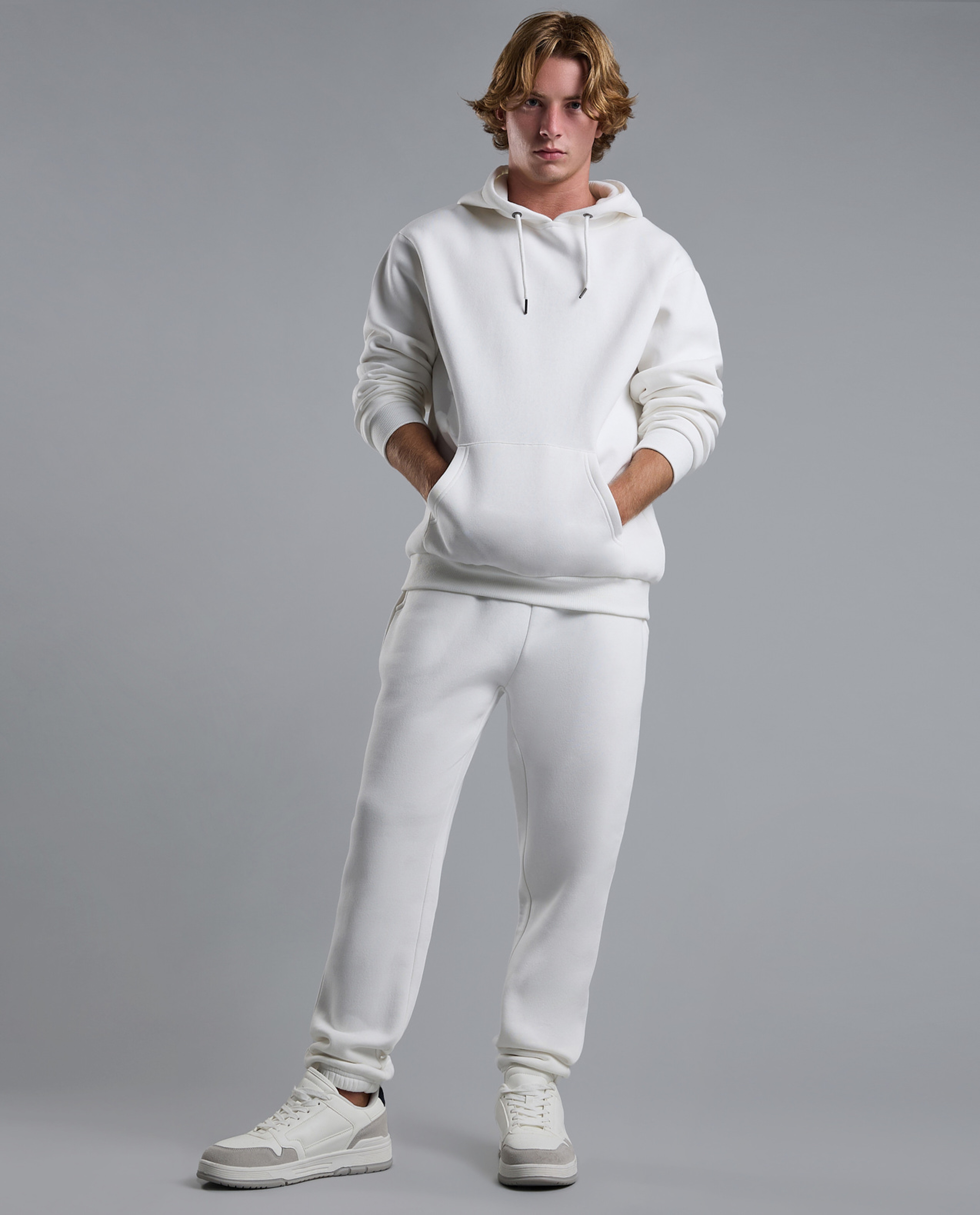 Solid Hoodie with Long Sleeves