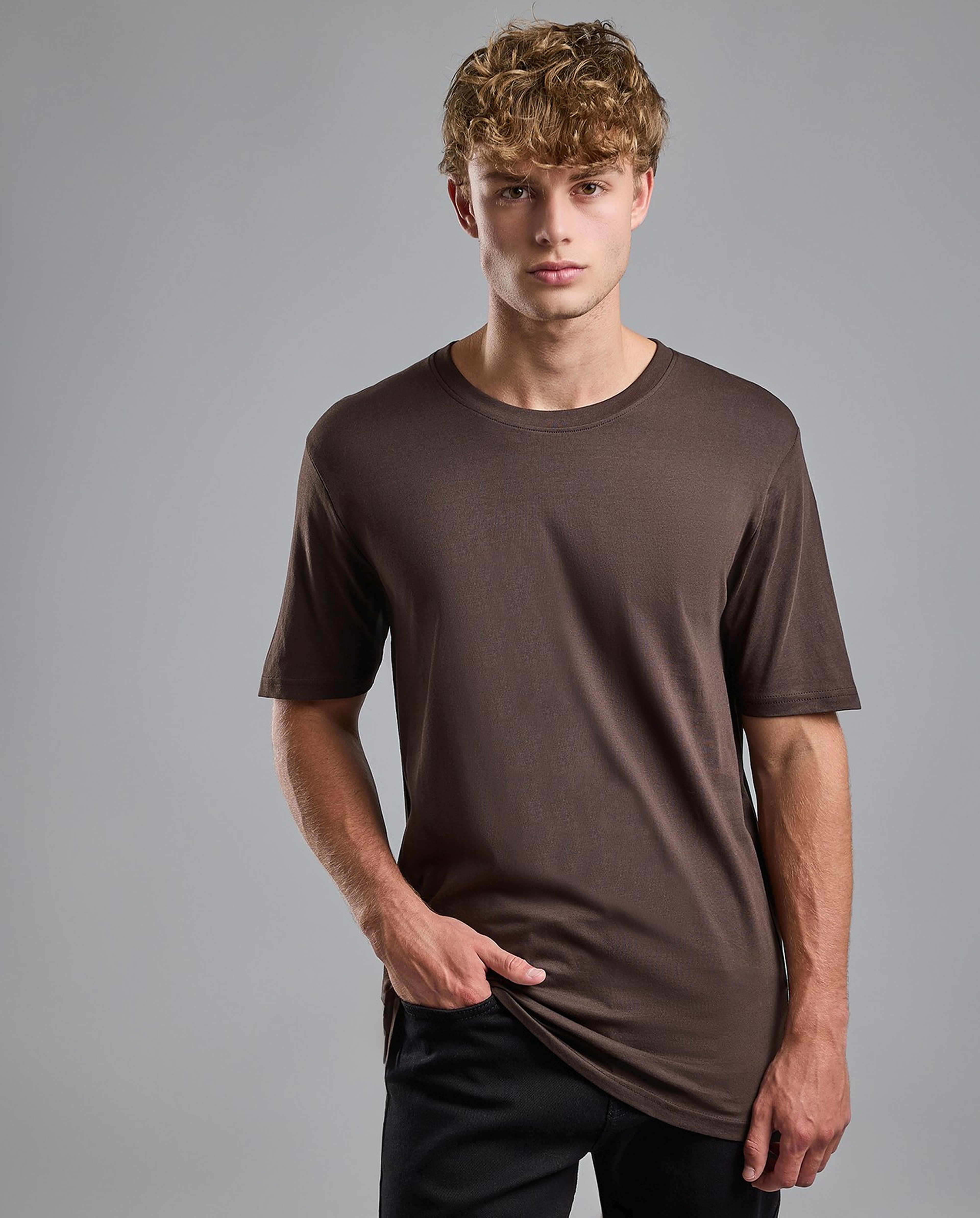 Solid T-Shirt with Crew Neck and Short Sleeves