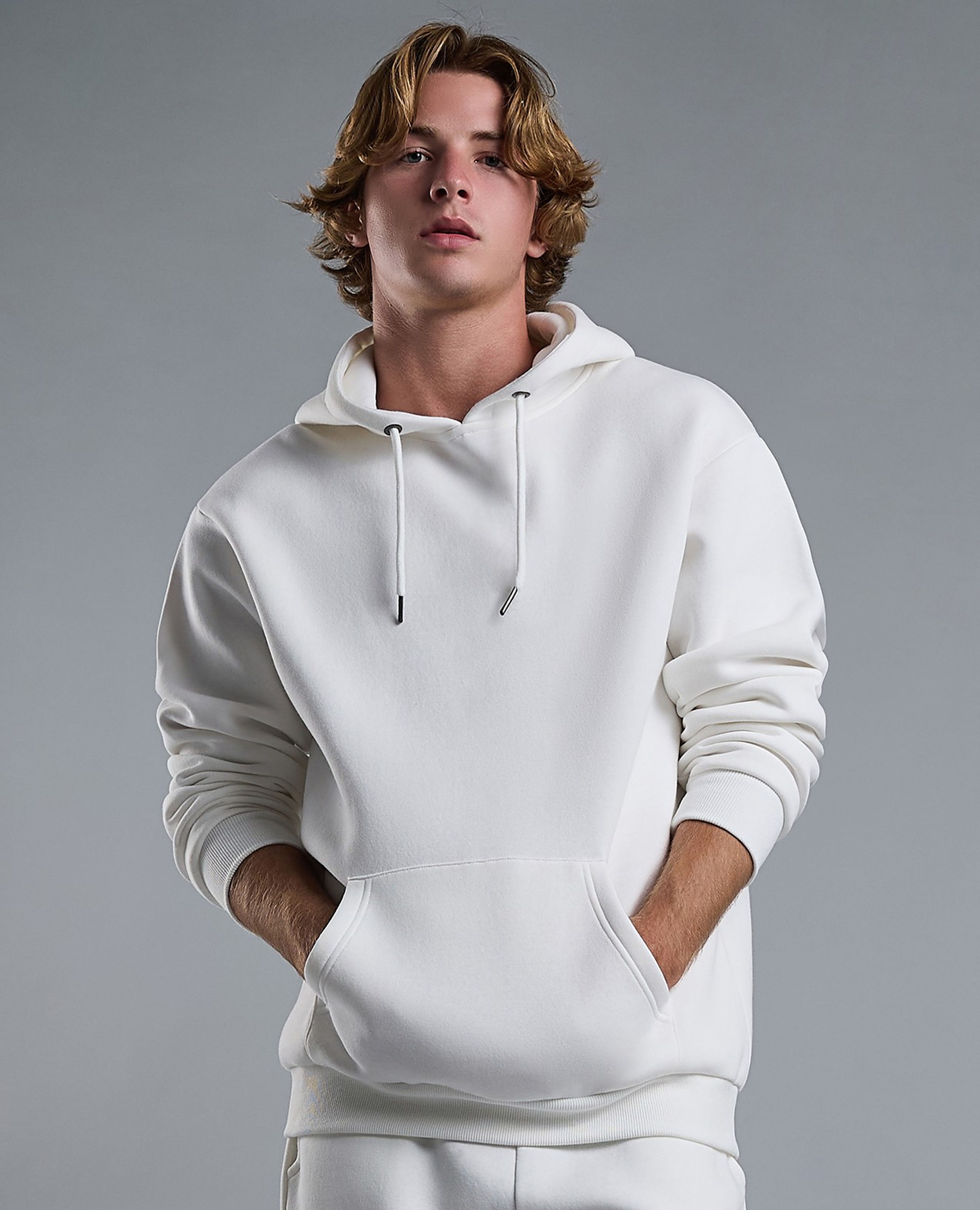 Solid Hoodie with Long Sleeves