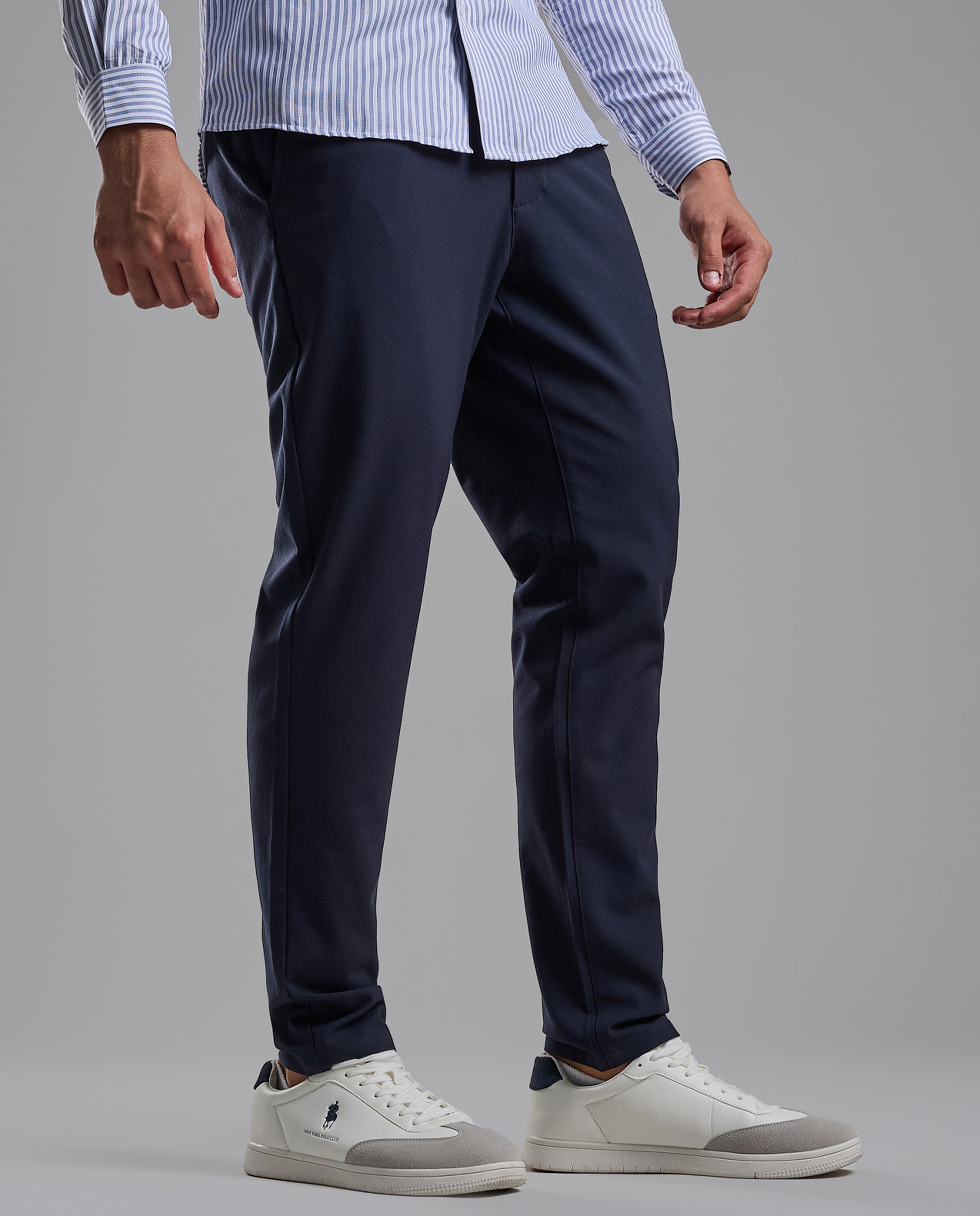 Solid Relaxed Fit Pants with Button Closure
