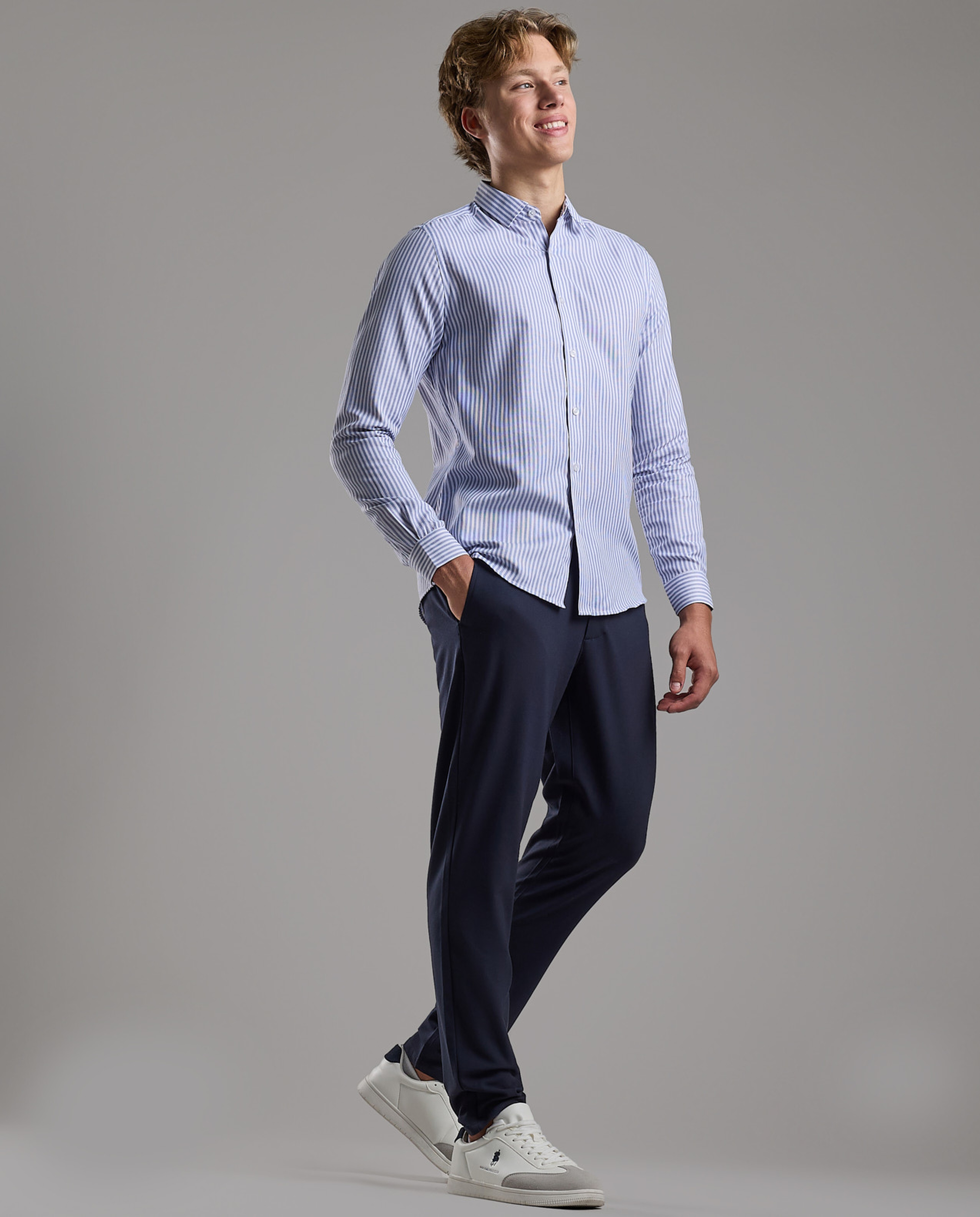 Solid Relaxed Fit Pants with Button Closure