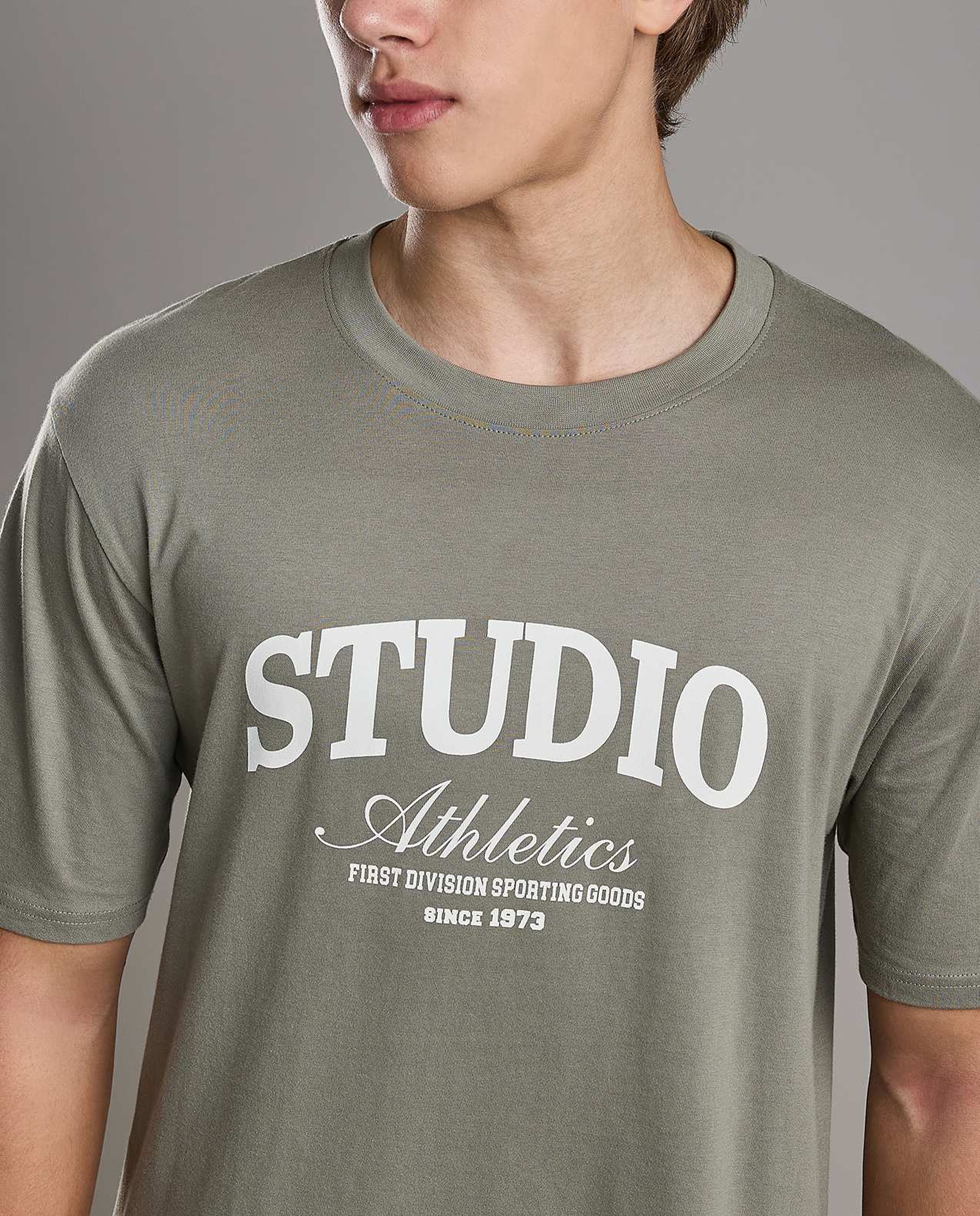 Typography Print T-Shirt with Crew Neck and Short Sleeves