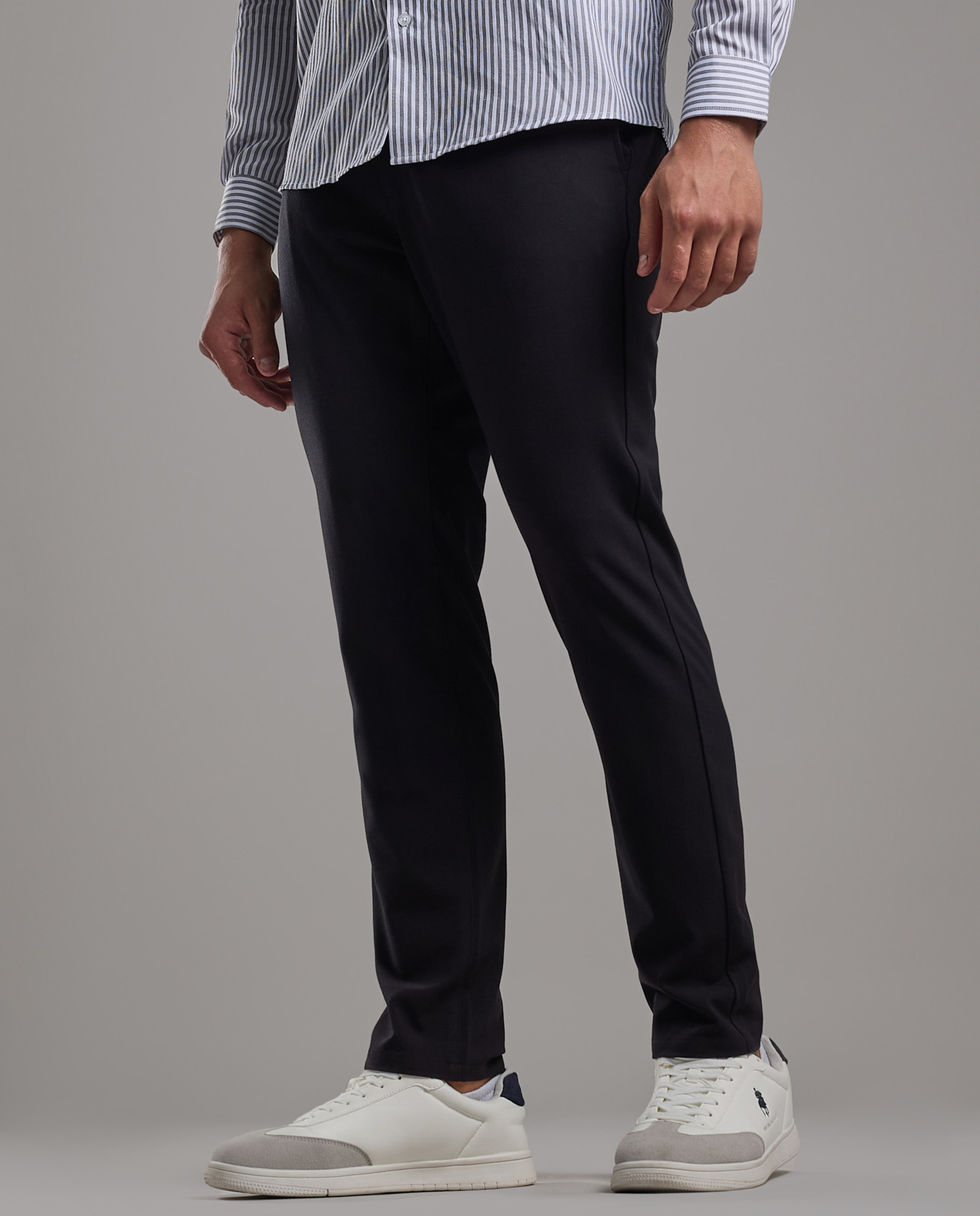 Solid Relaxed Fit Pants with Button Closure