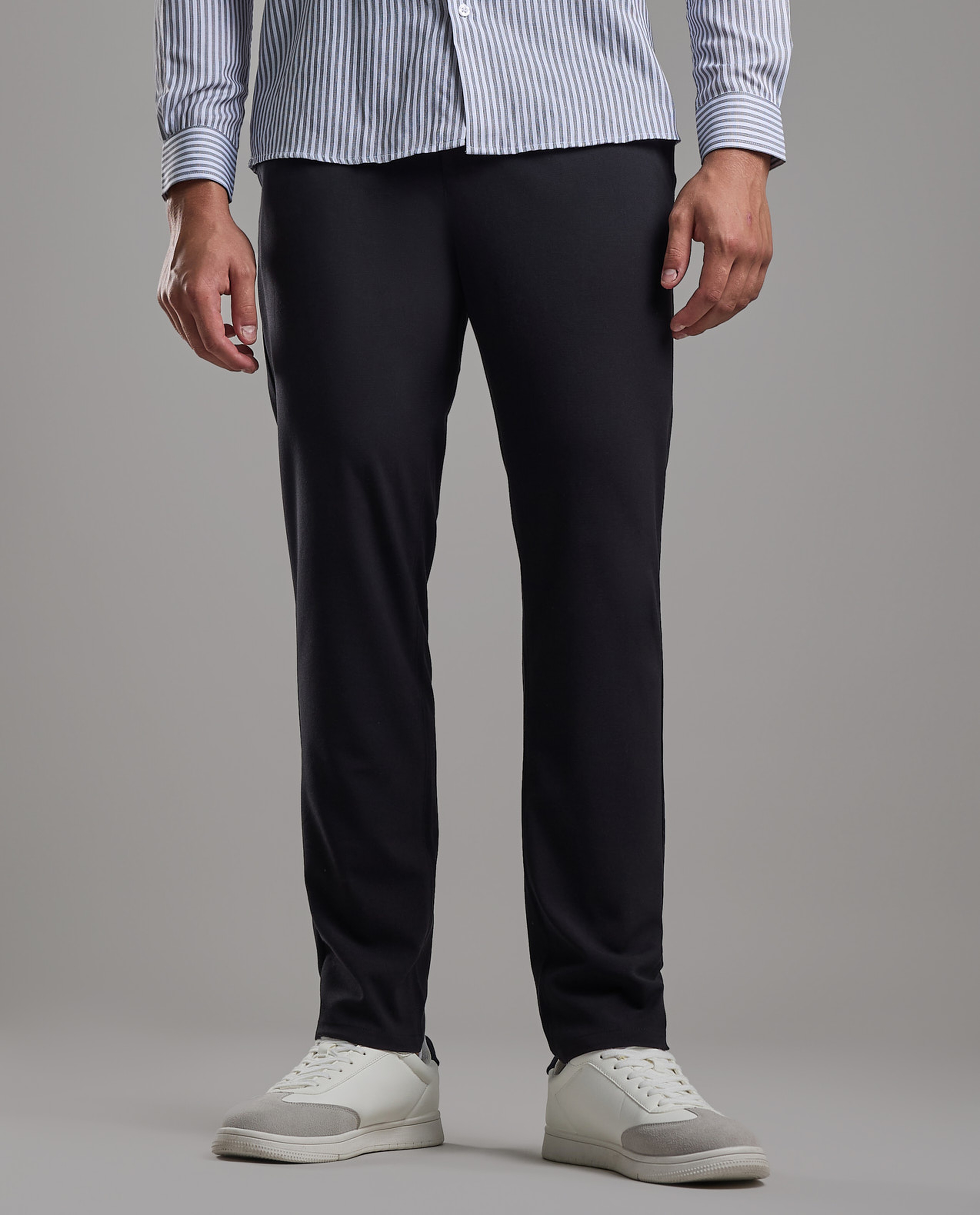 Solid Relaxed Fit Pants with Button Closure