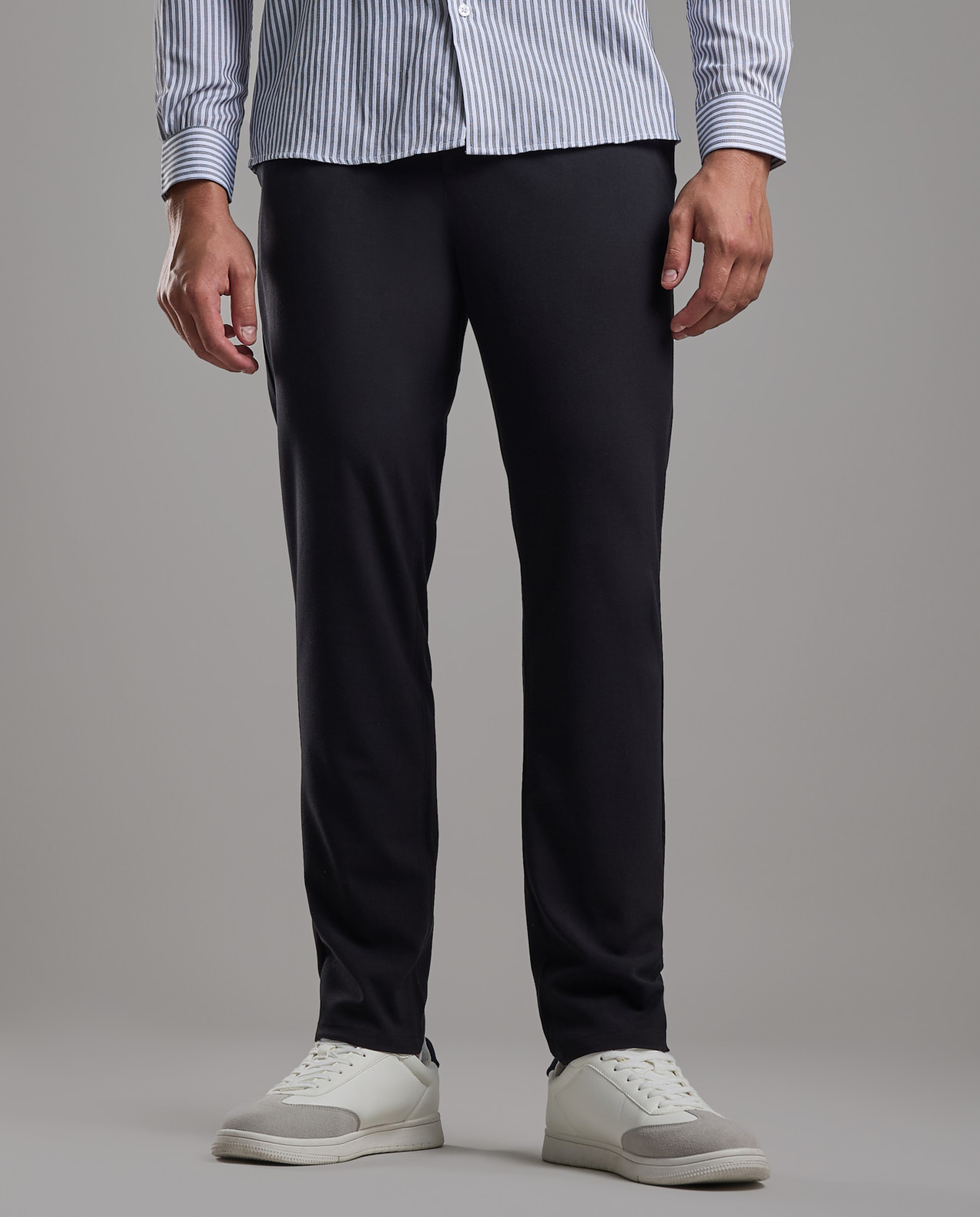 Solid Relaxed Fit Pants with Button Closure