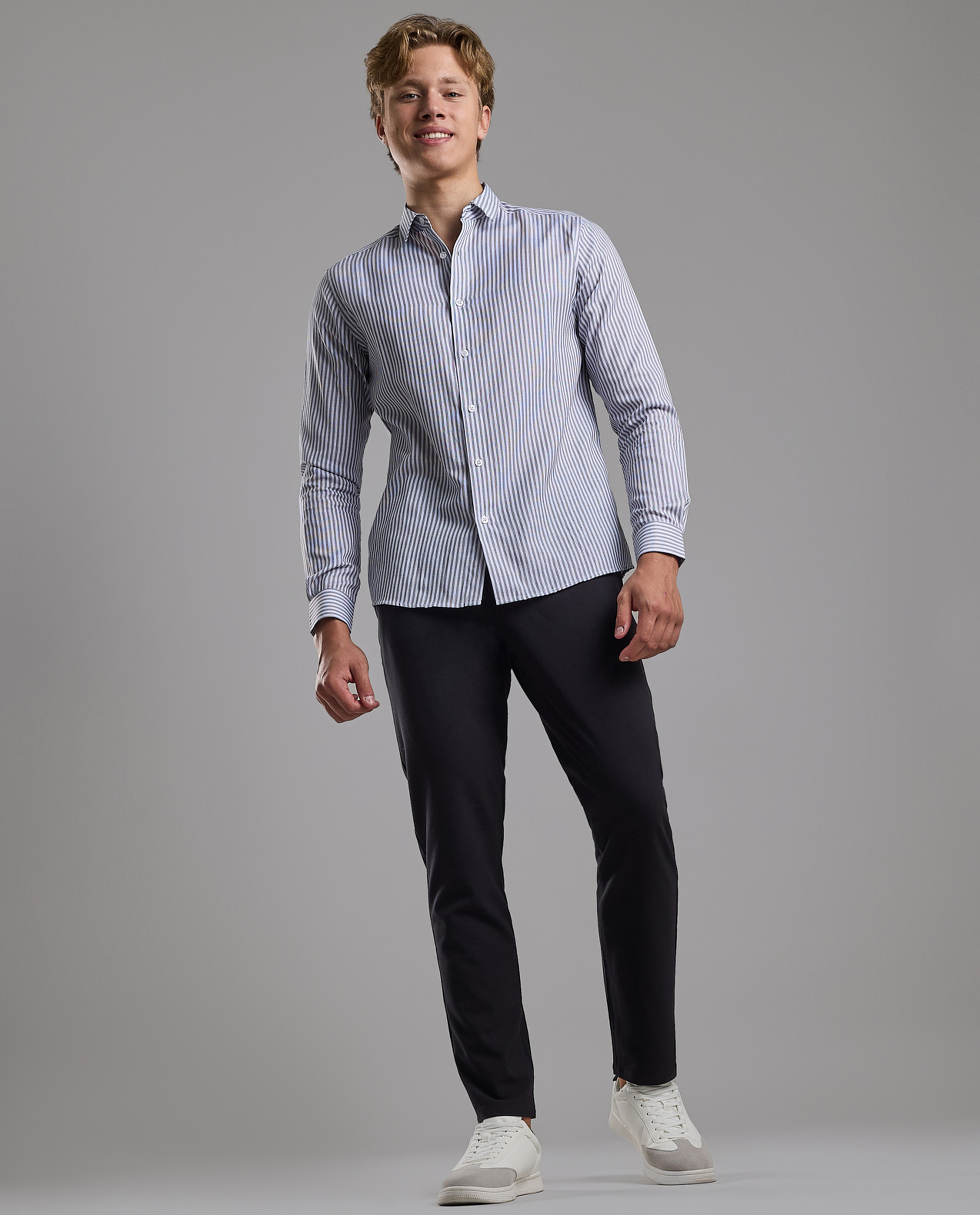 Solid Relaxed Fit Pants with Button Closure