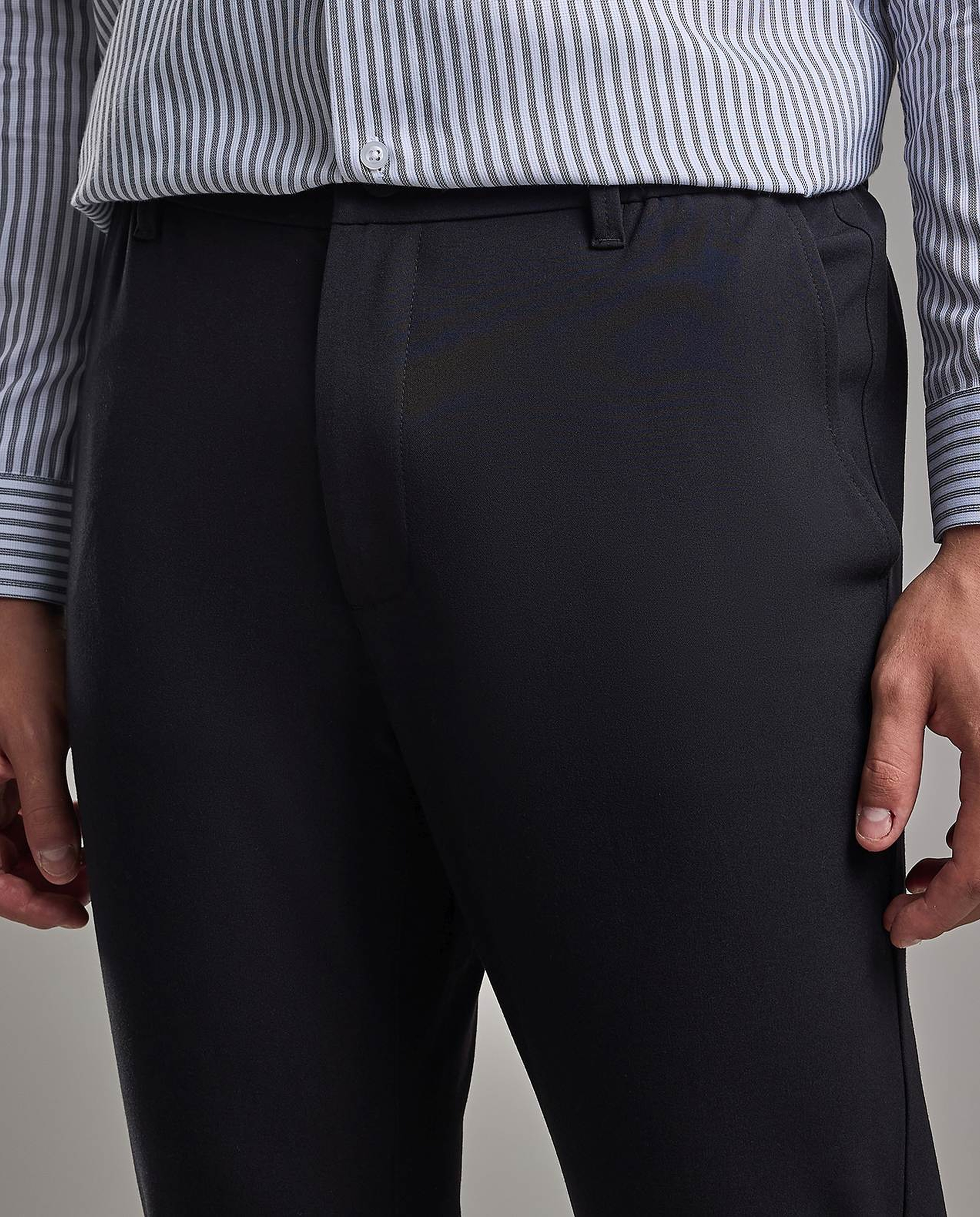 Solid Relaxed Fit Pants with Button Closure