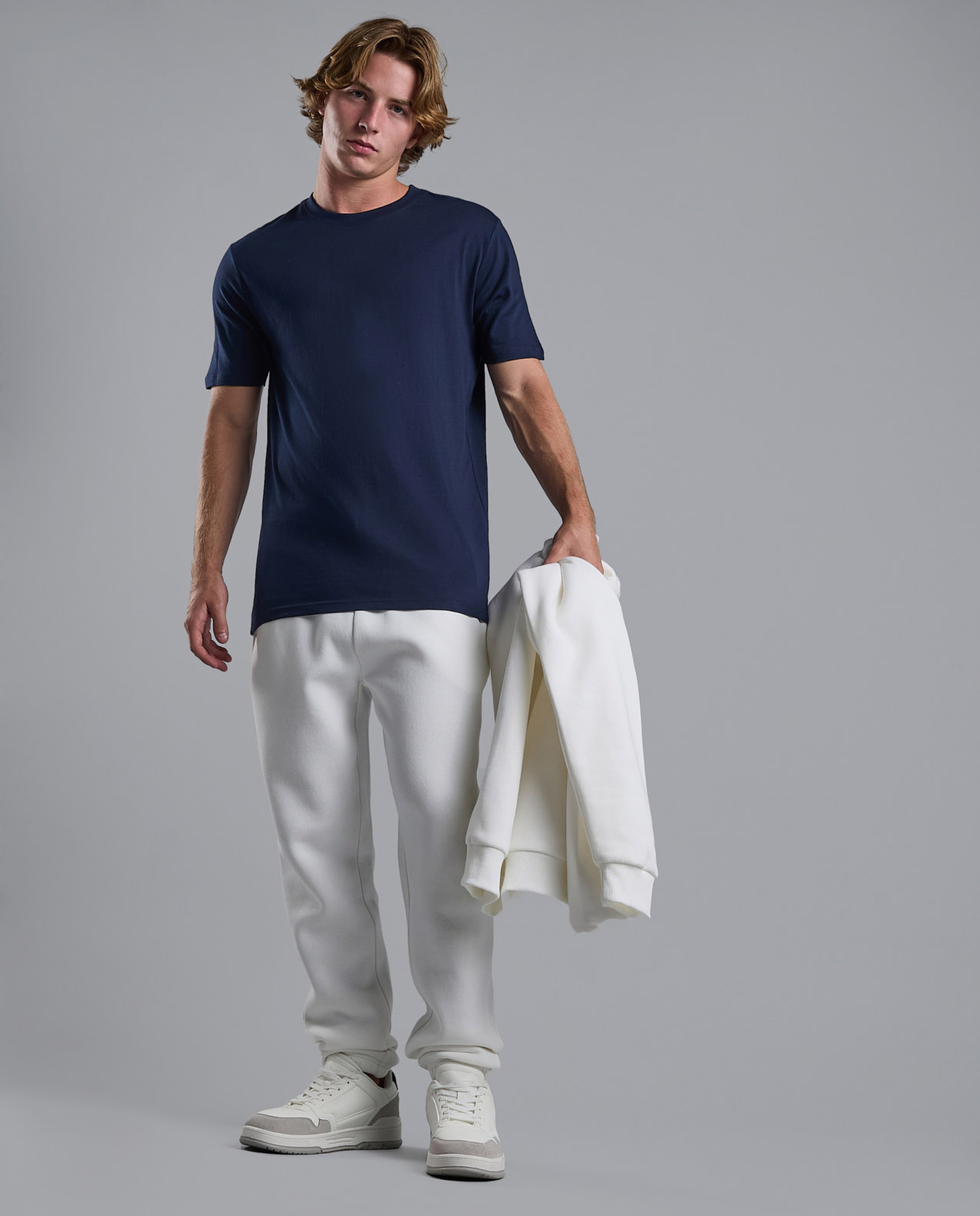 Solid T-Shirt with Crew Neck and Short Sleeves