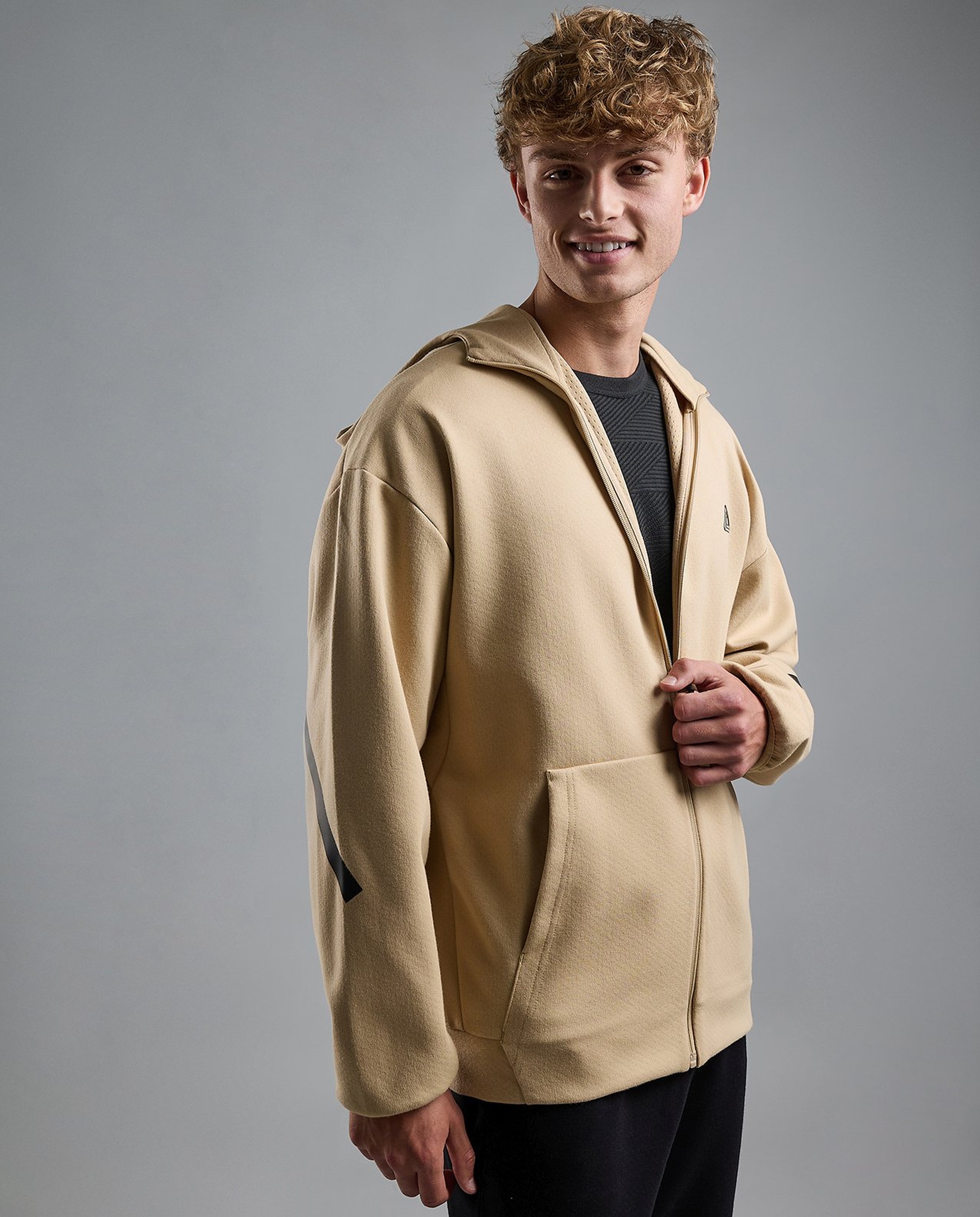 Logo Detail Hooded Jacket with Long Sleeves