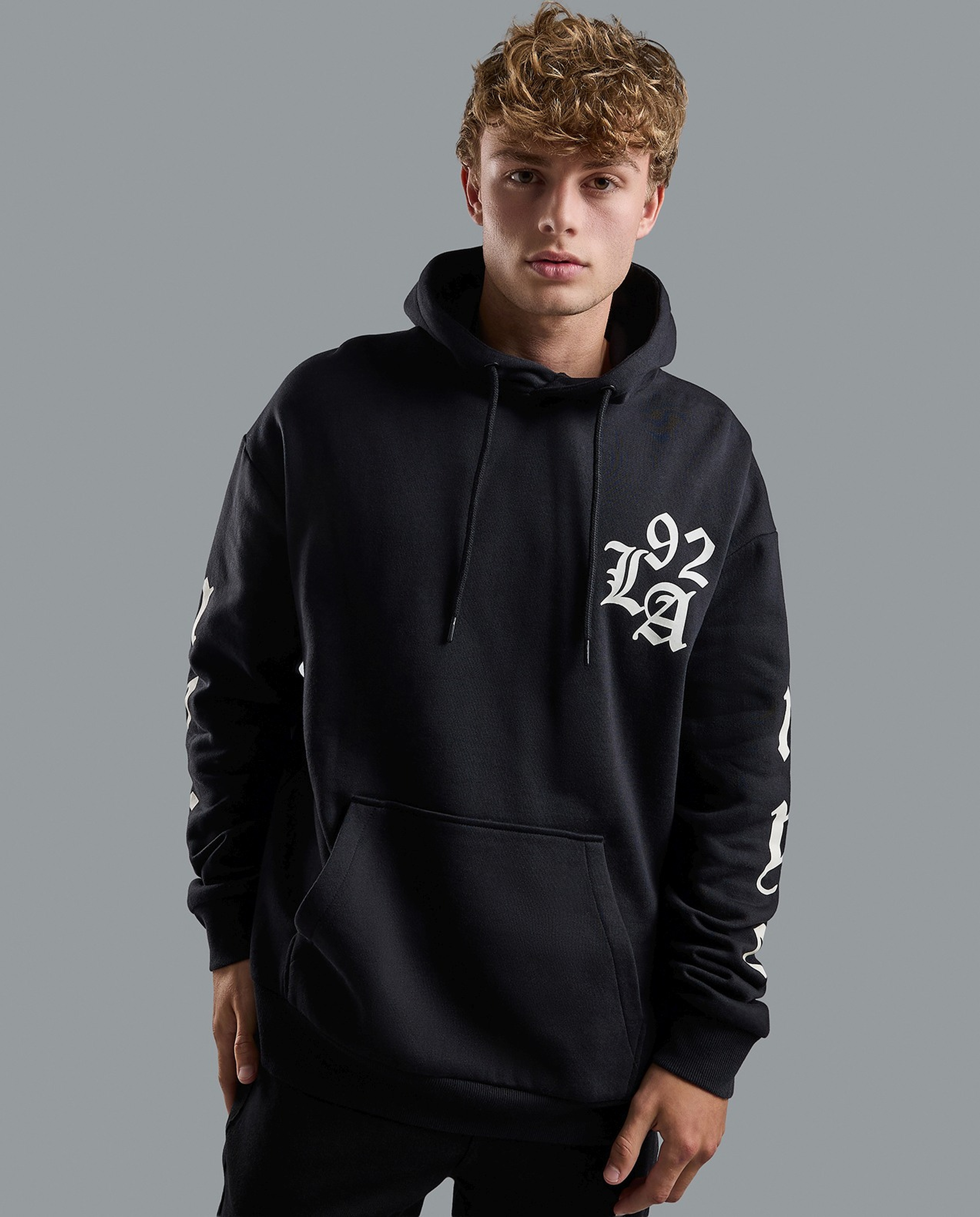 Printed Hoodie with Long Sleeves