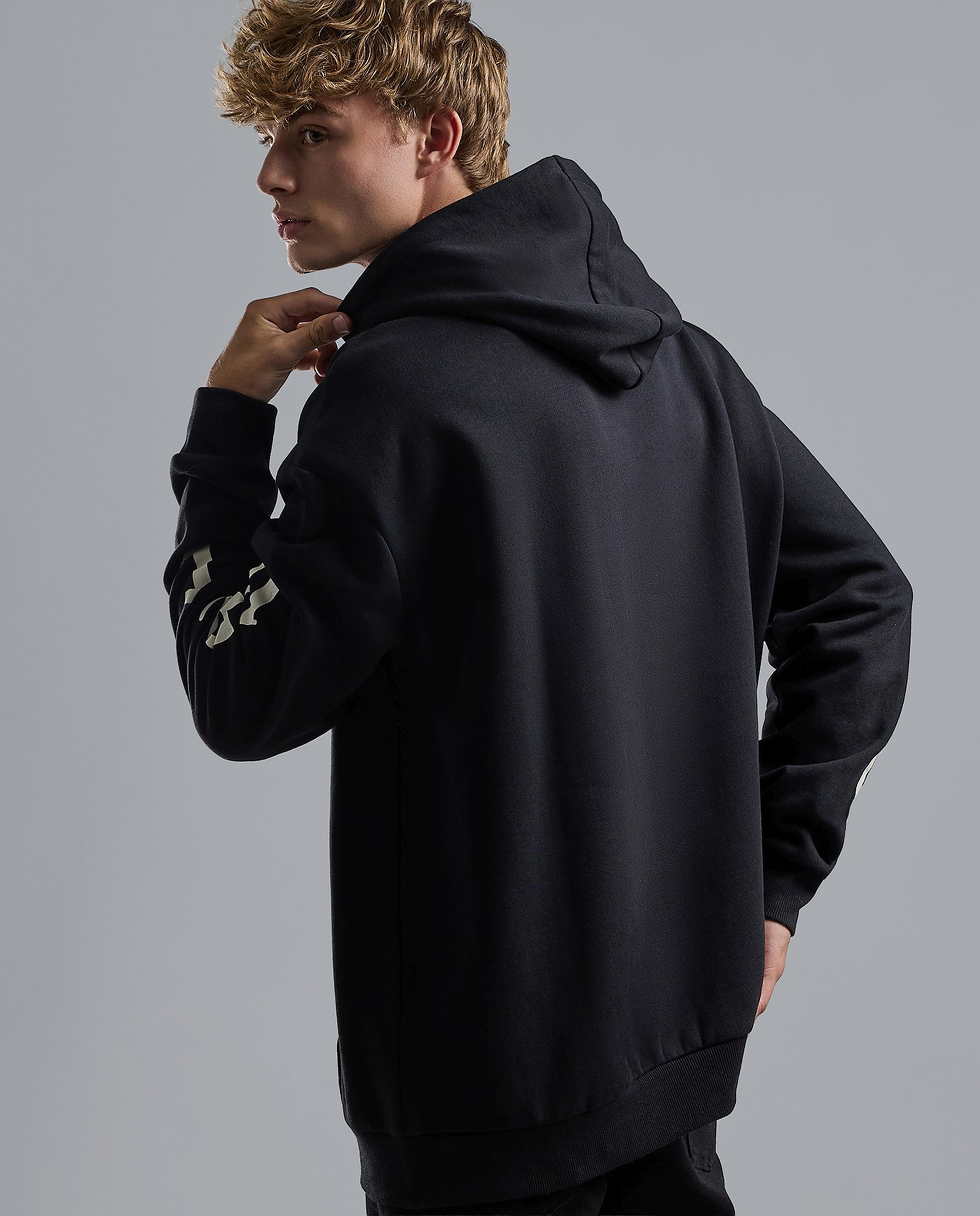 Printed Hoodie with Long Sleeves