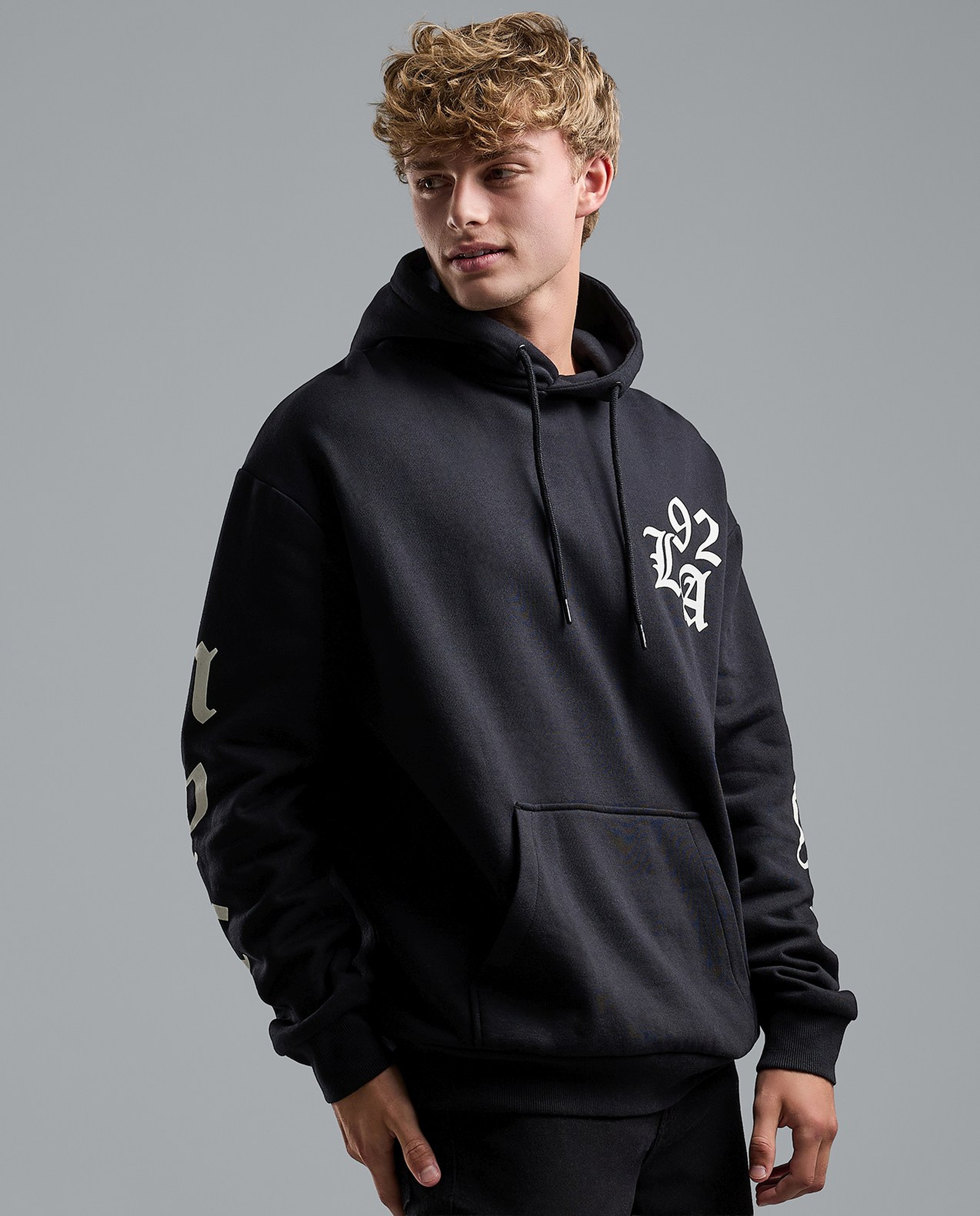 Printed Hoodie with Long Sleeves