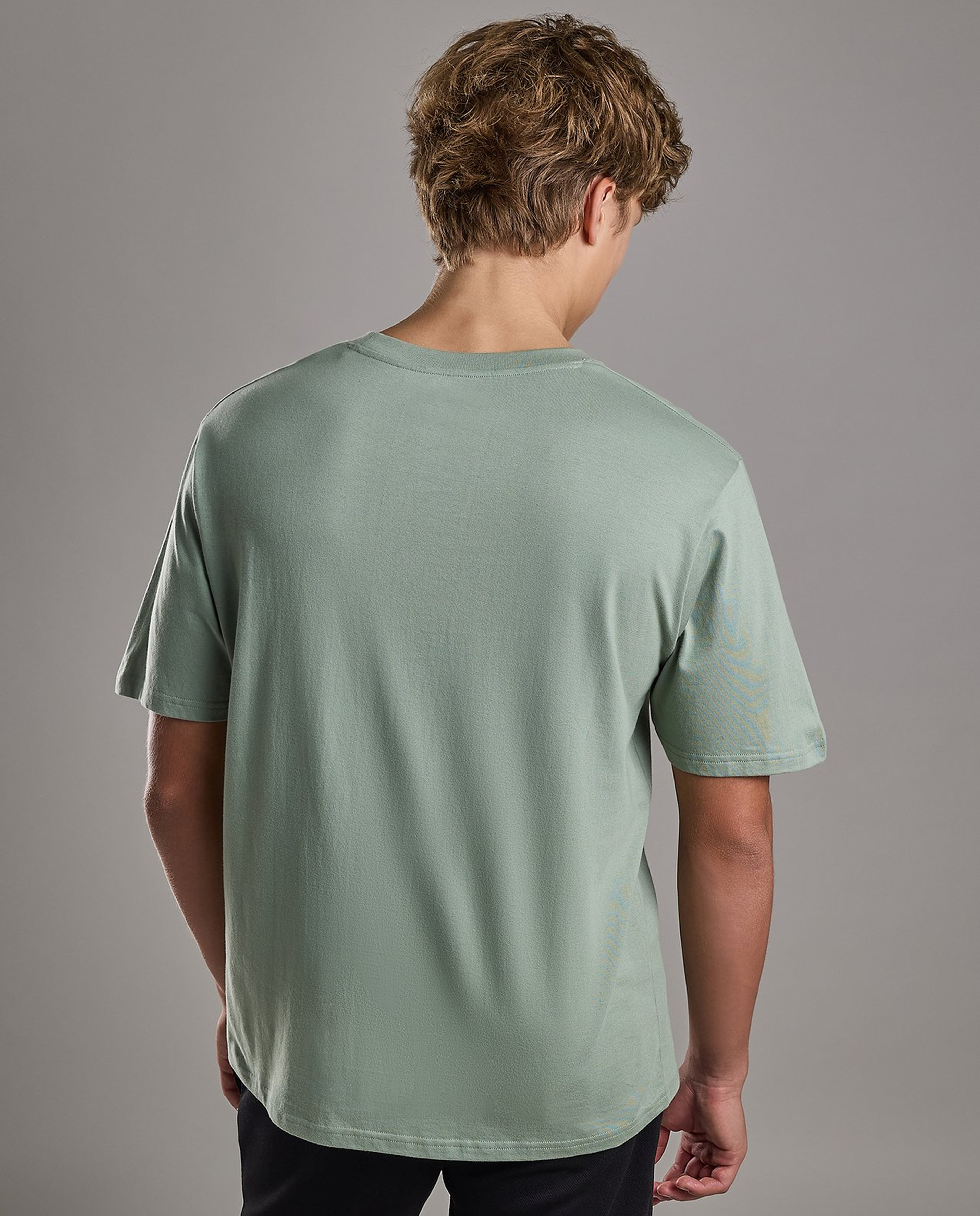 Typography Print T-Shirt with Crew Neck and Short Sleeves