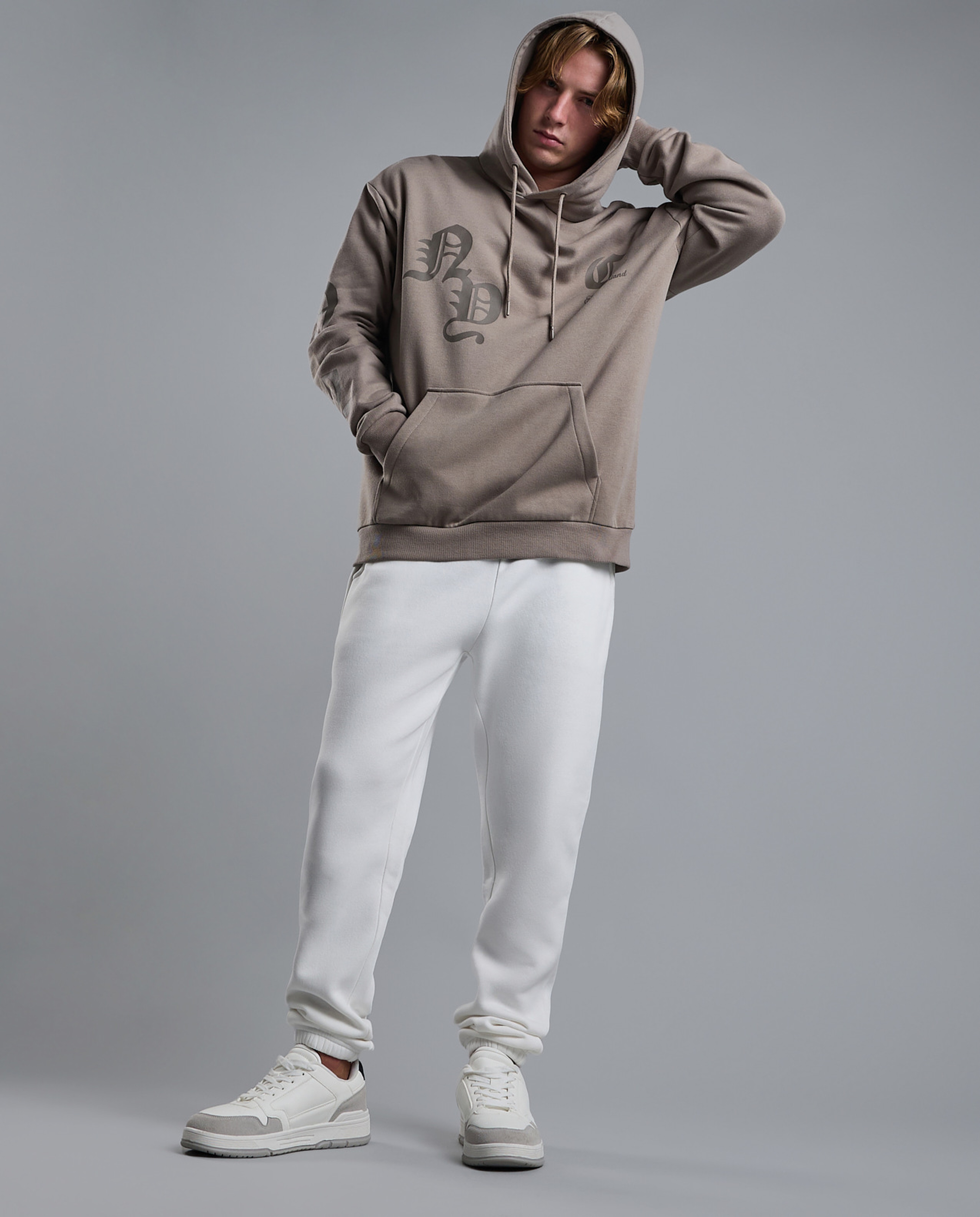 Printed Hoodie with Long Sleeves