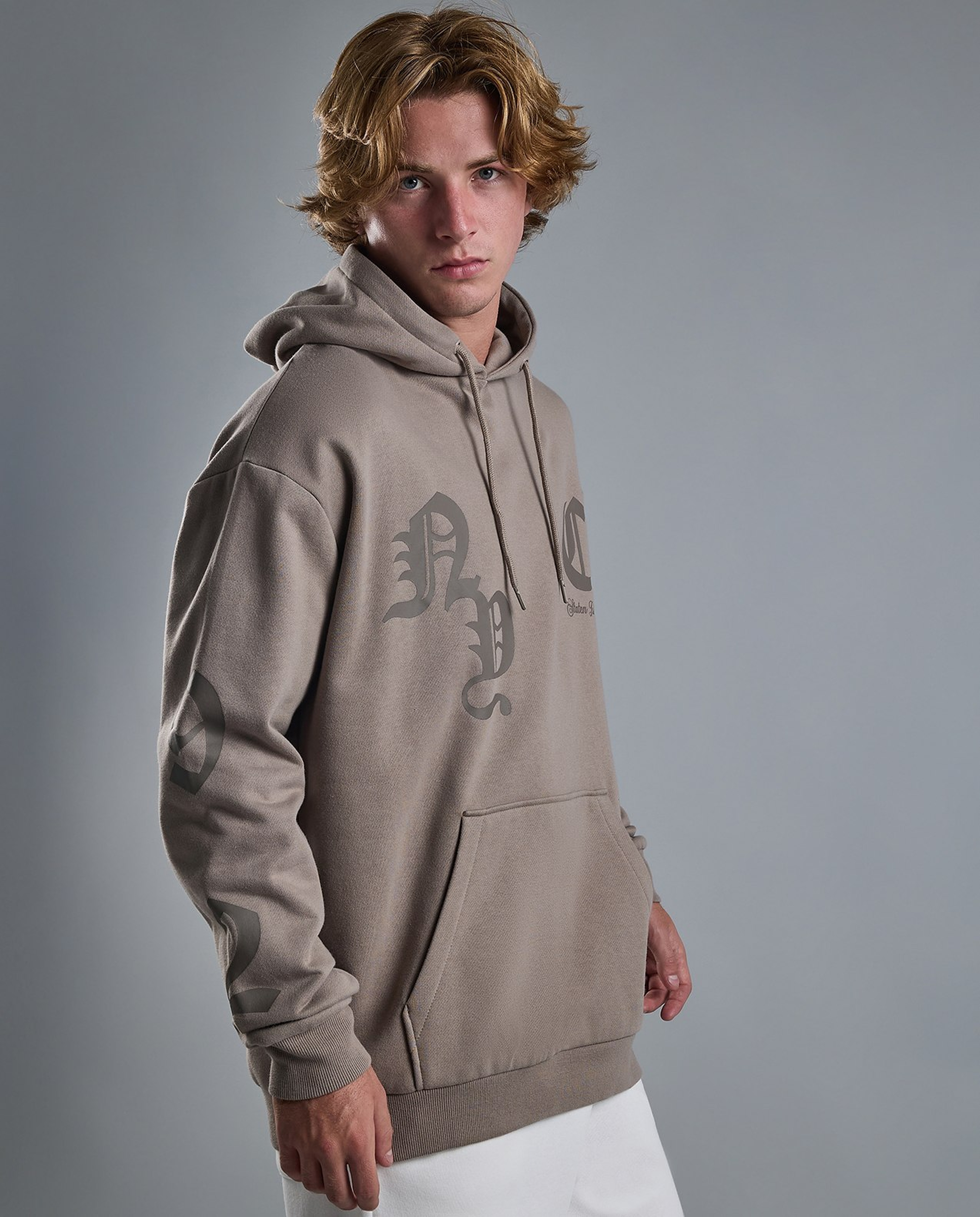 Printed Hoodie with Long Sleeves