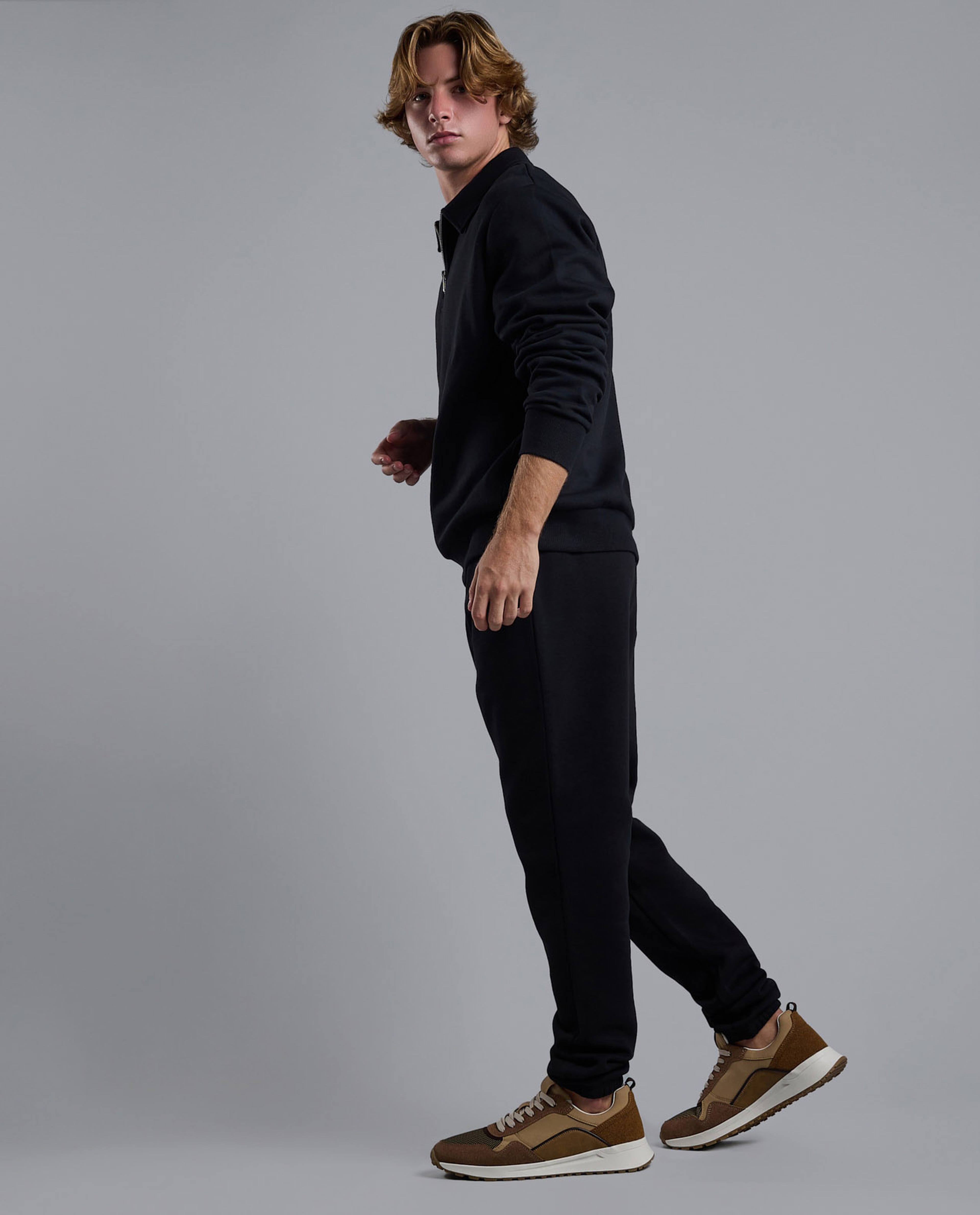 Solid Joggers with Drawstring Waist