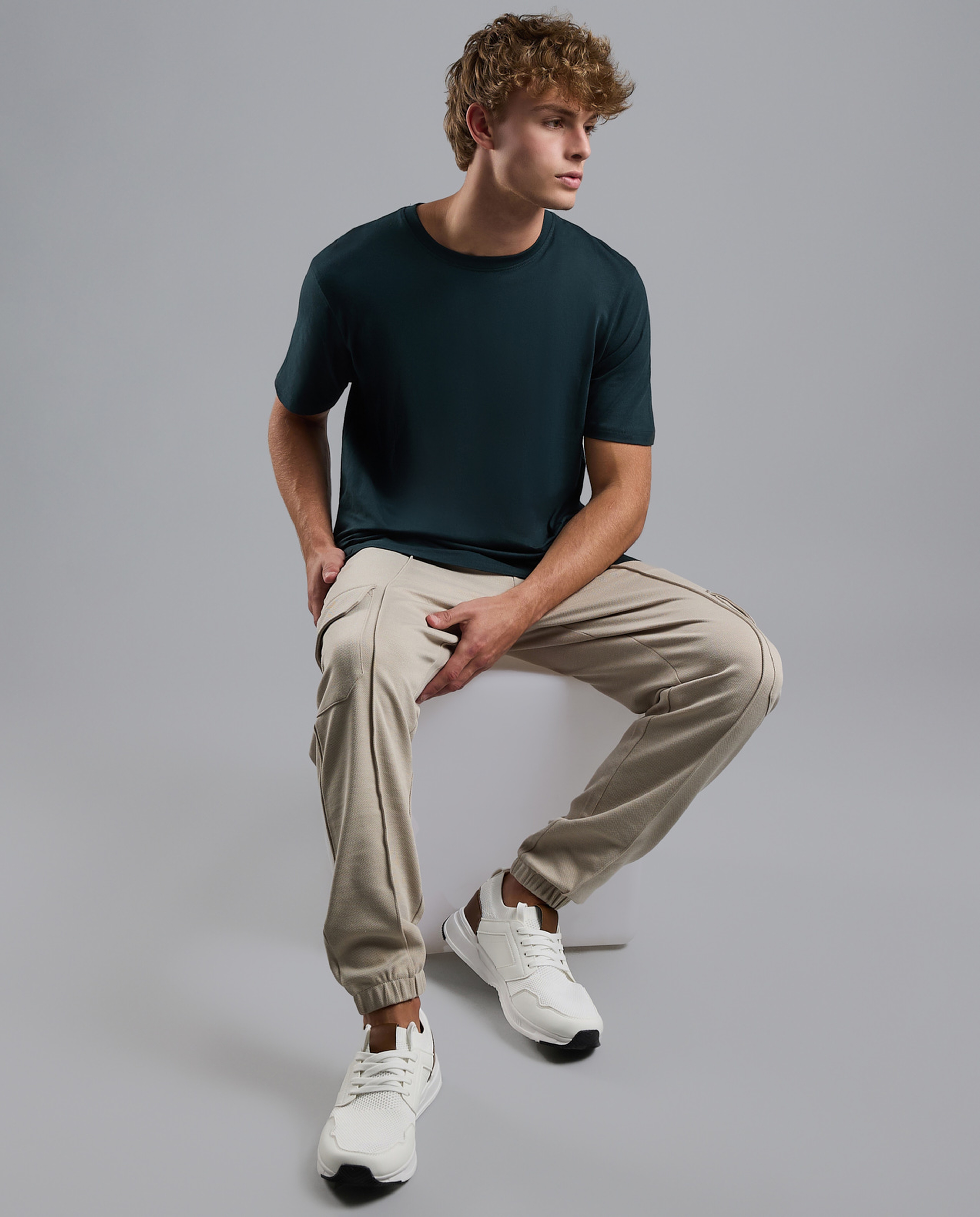 Solid T-Shirt with Crew Neck and Short Sleeves