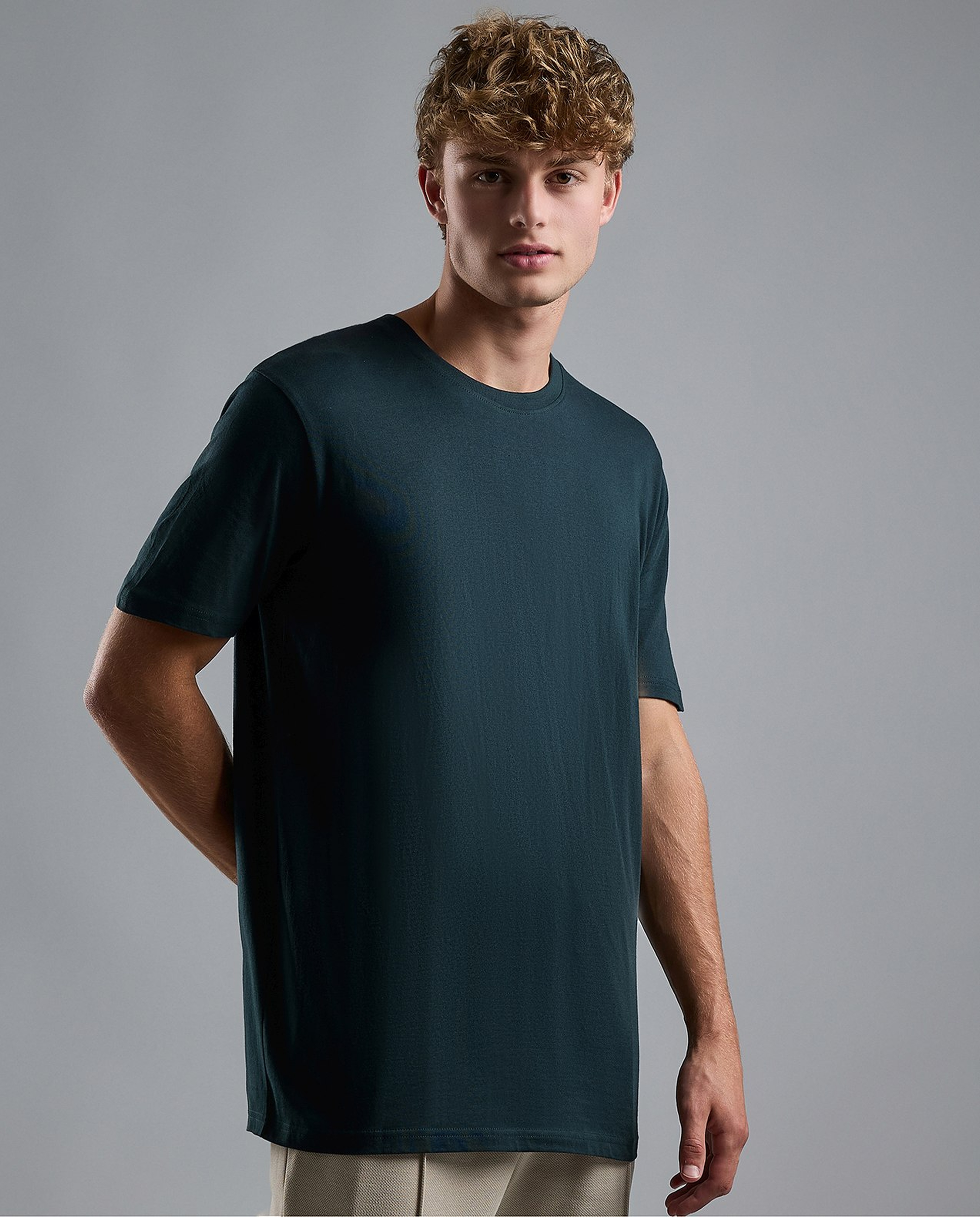 Solid T-Shirt with Crew Neck and Short Sleeves