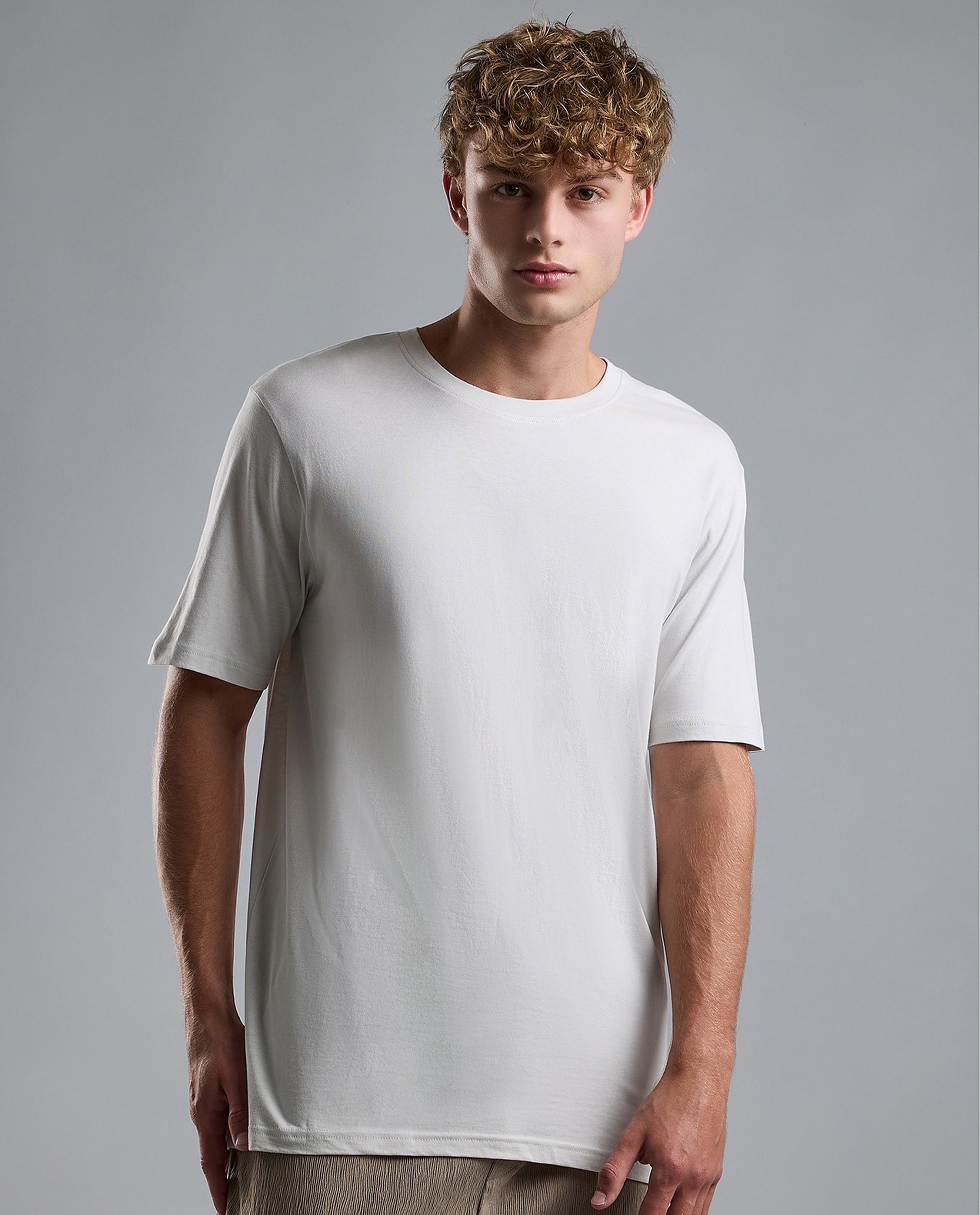 Solid T-Shirt with Crew Neck and Short Sleeves