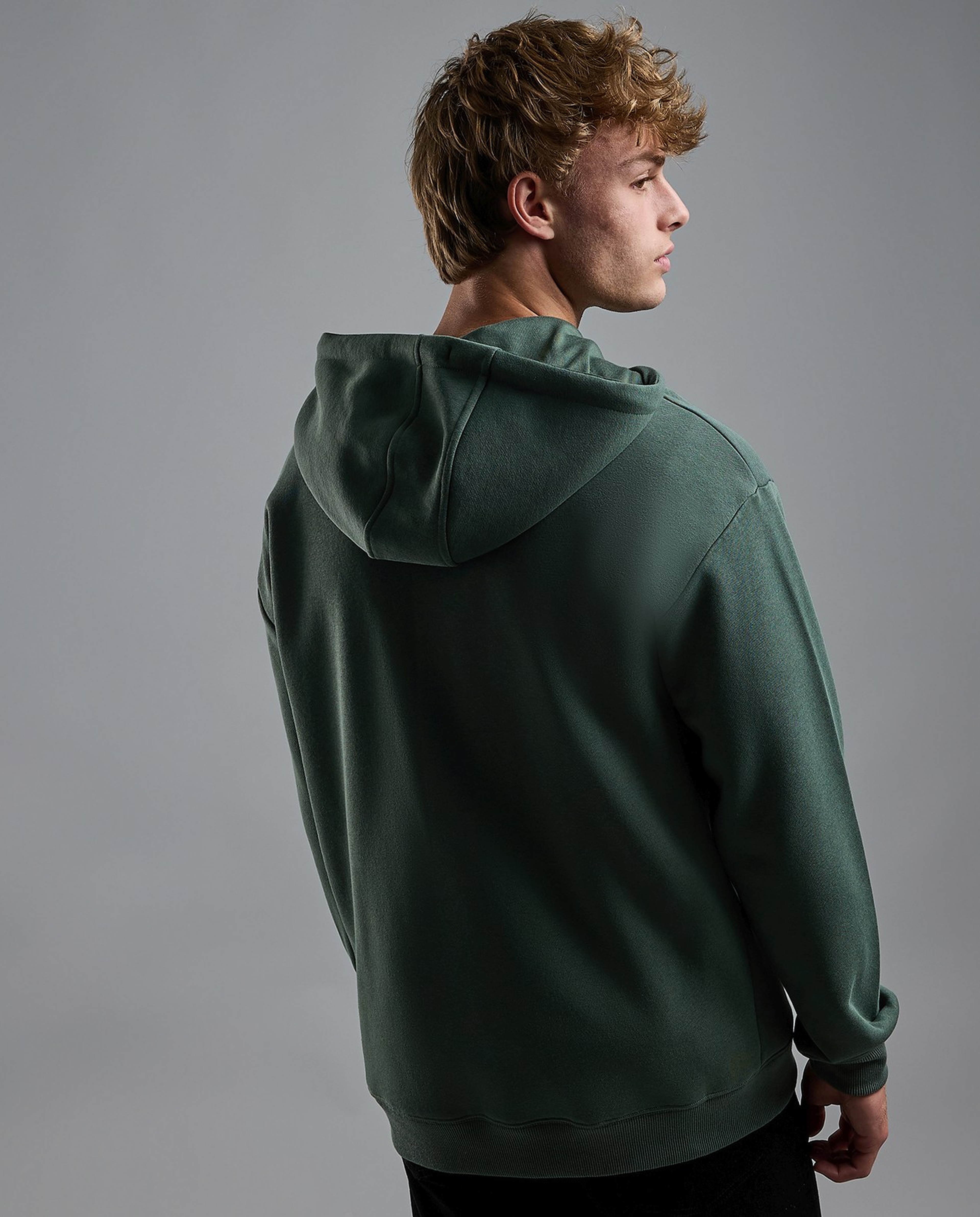 Typography Print Hooded Jacket with Zipper Closure