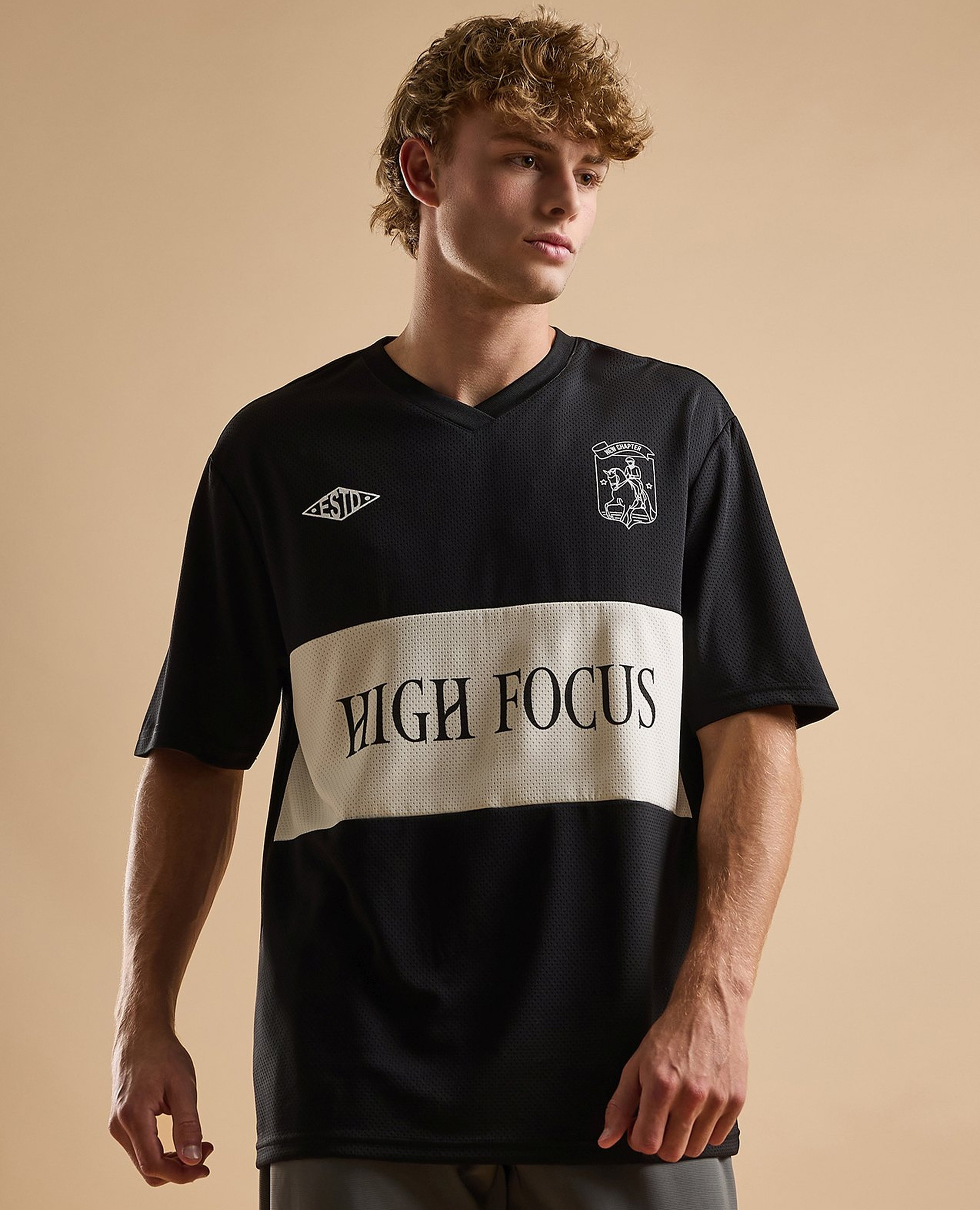 Printed Active T-Shirt with Crew Neck and Short Sleeves