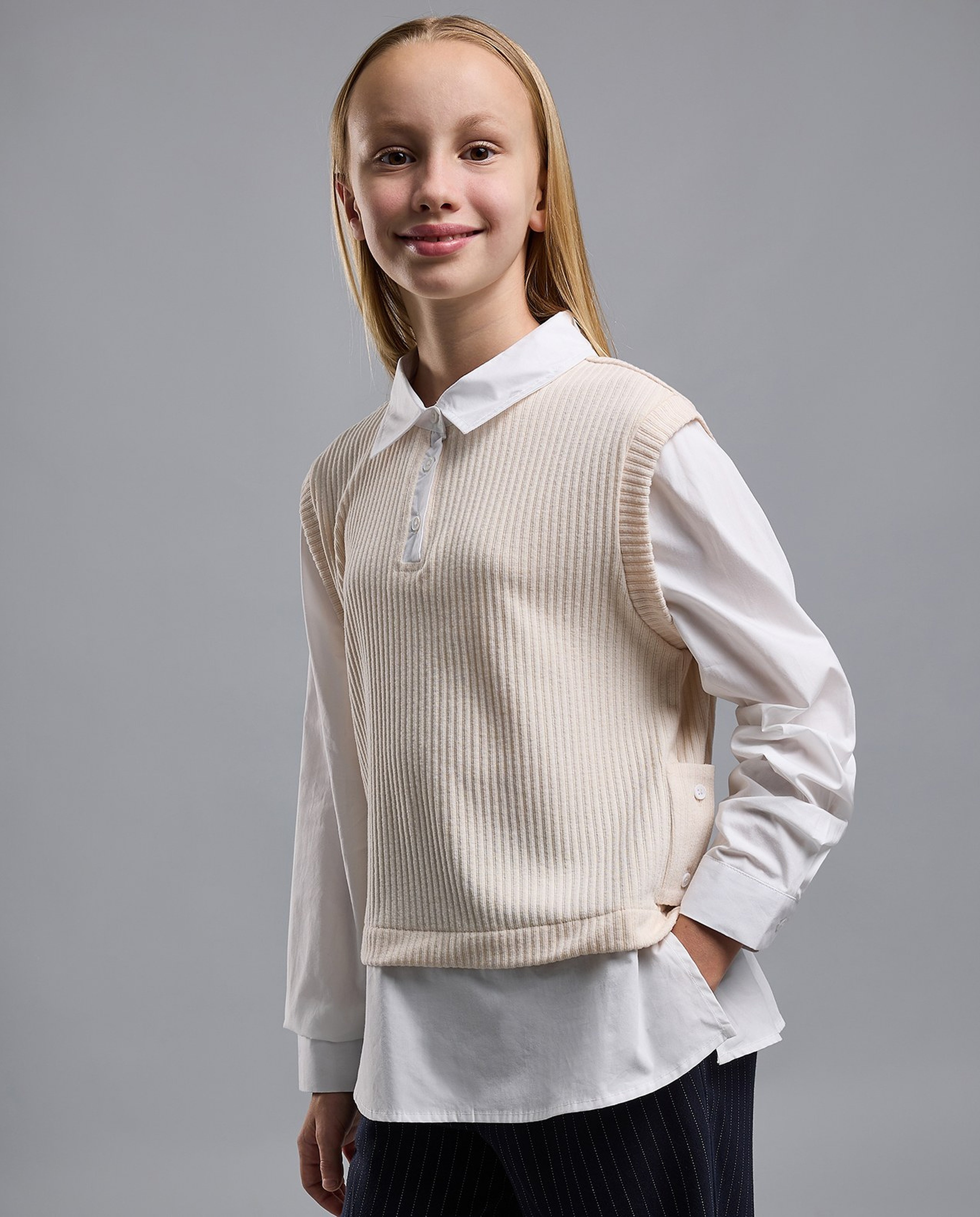 Solid Shirt Style Sweater