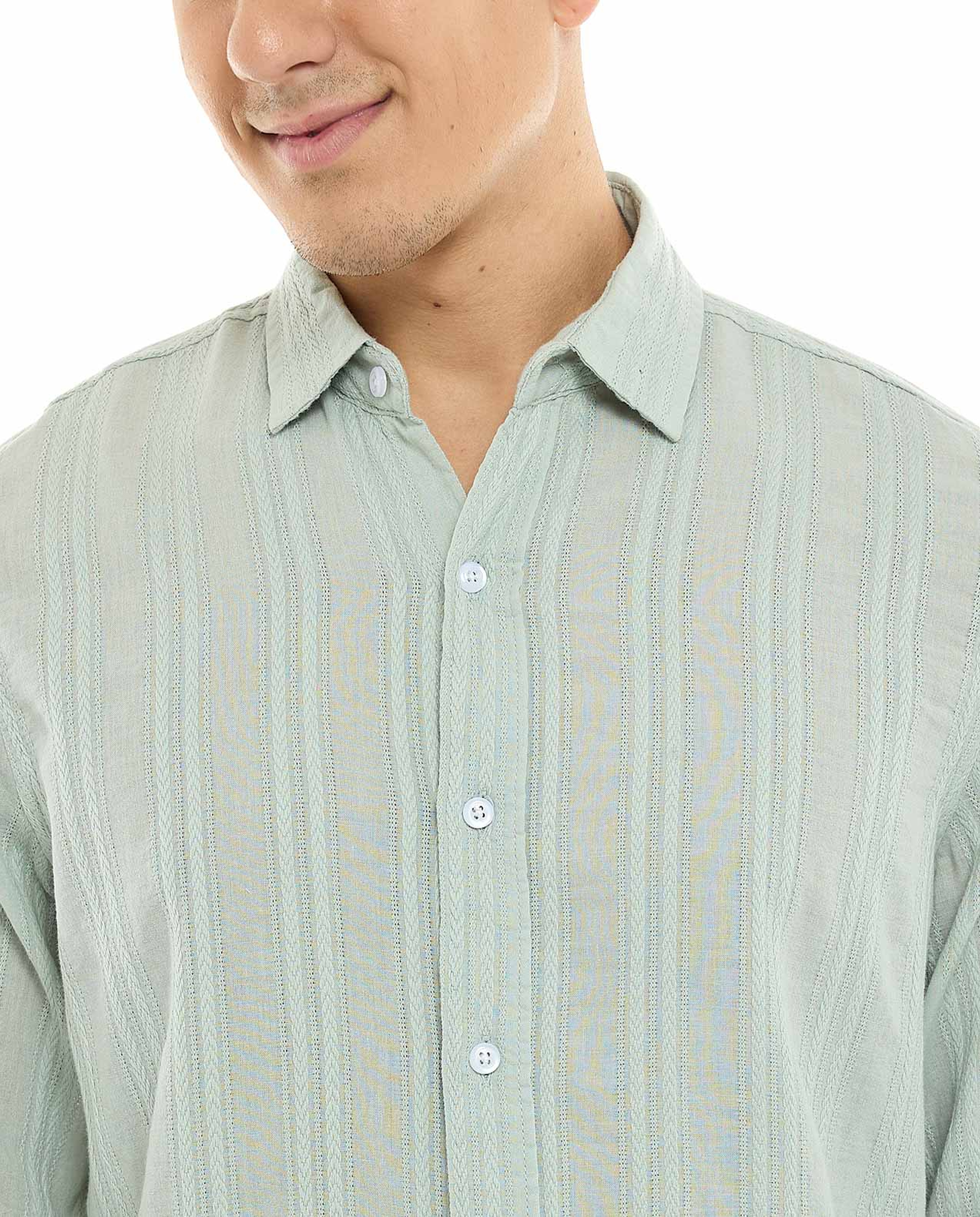 Striped Shirt with Classic Collar and Long Sleeves