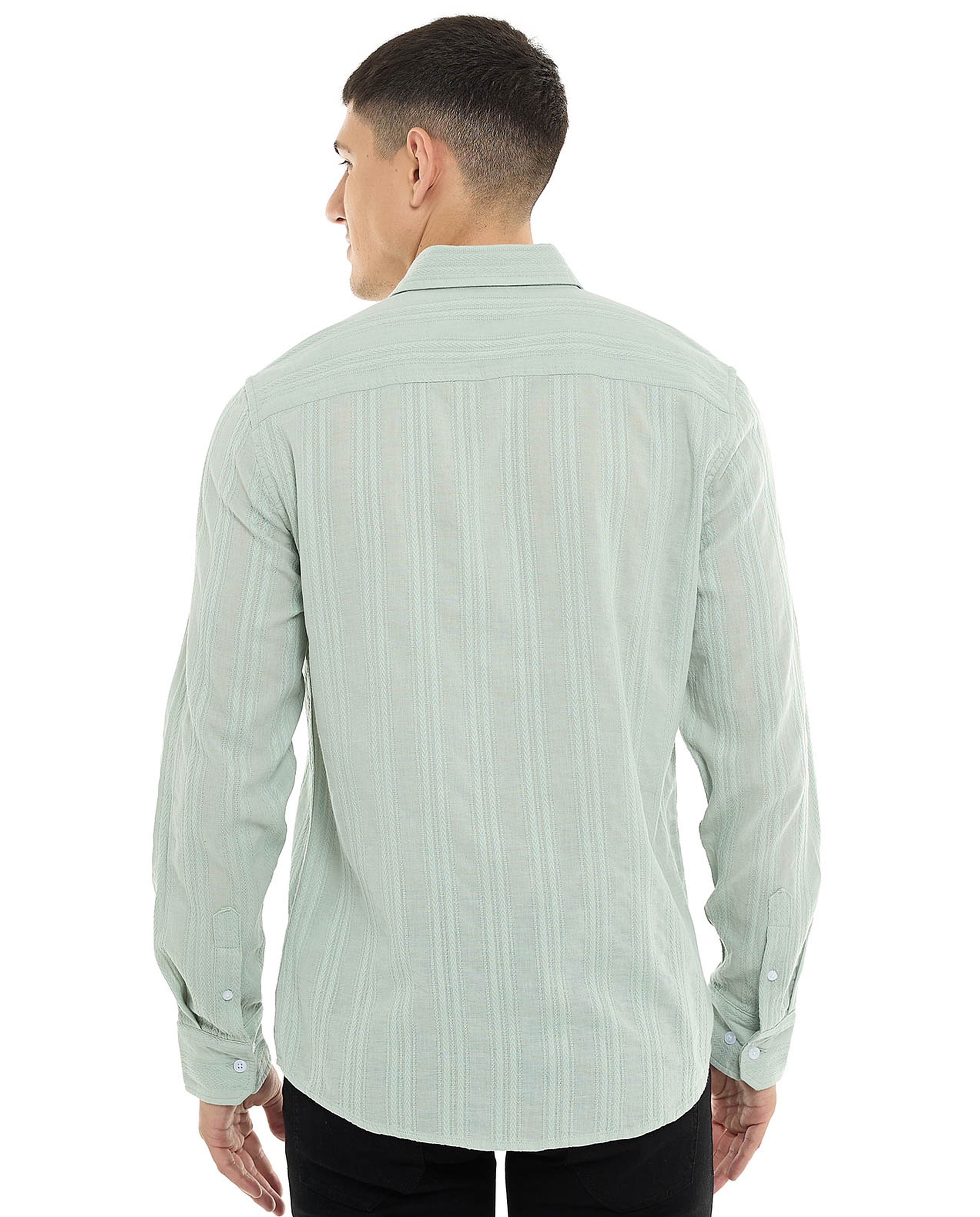 Striped Shirt with Classic Collar and Long Sleeves