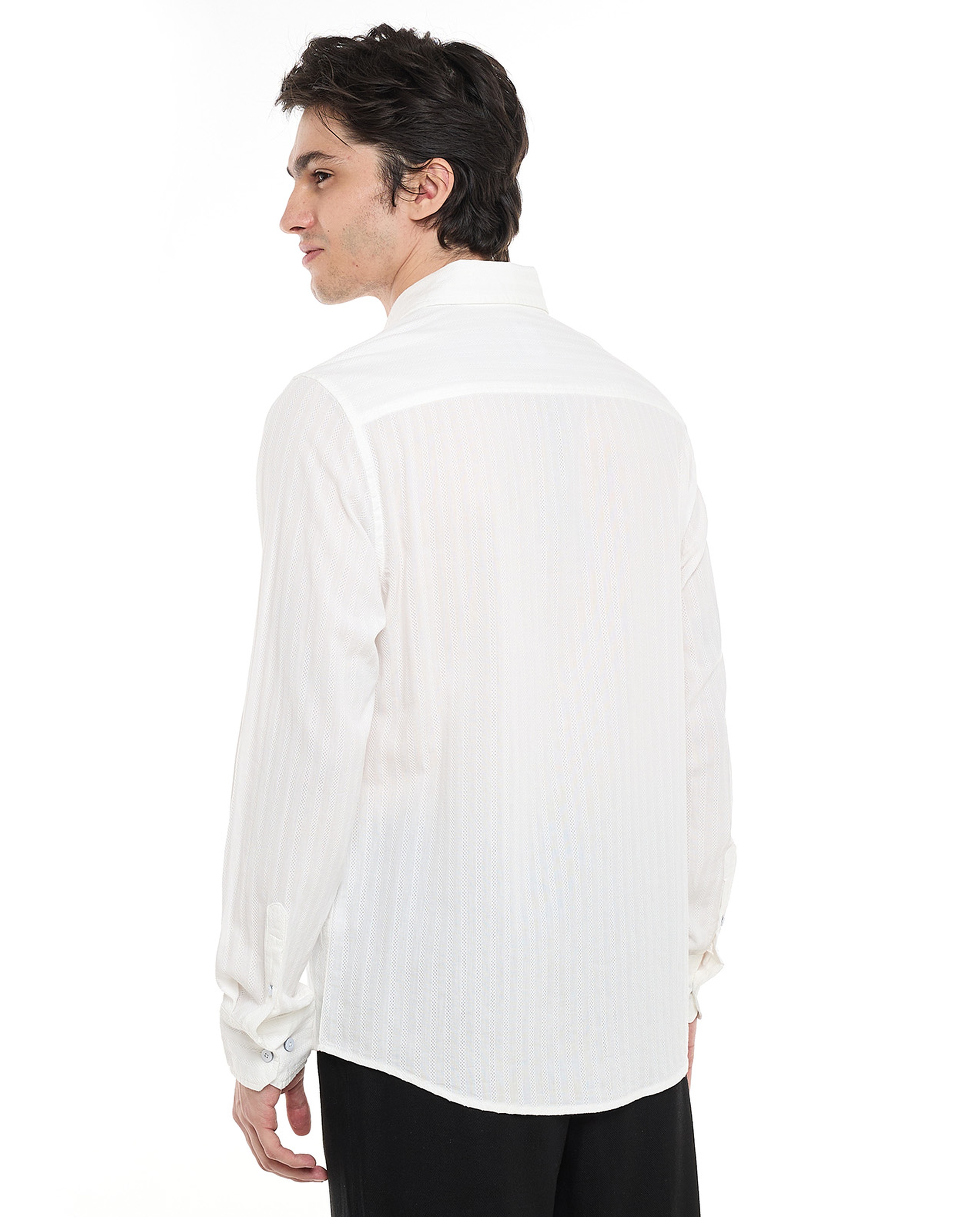 Striped Shirt with Classic Collar and Long Sleeves