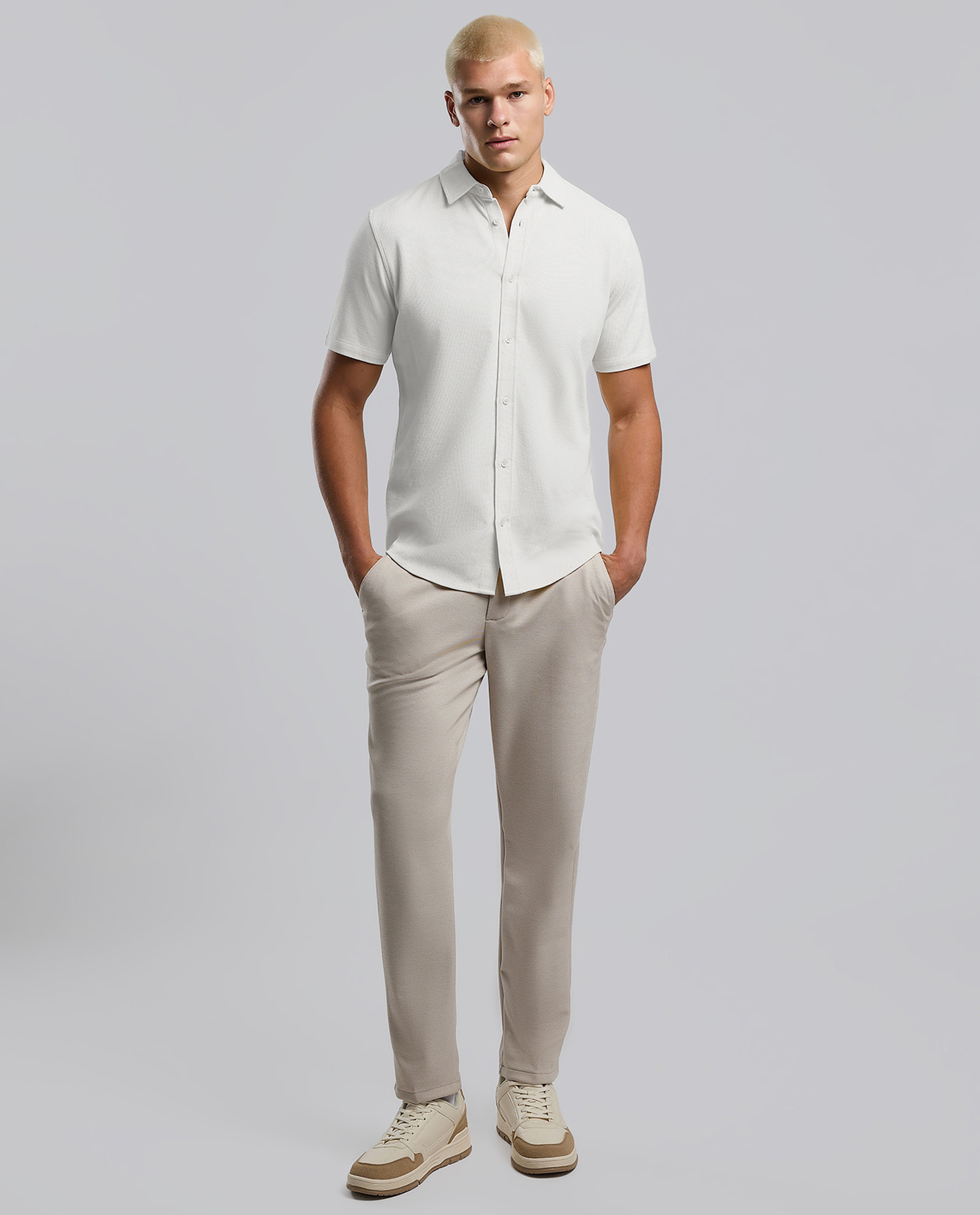 Textured Polo T-Shirt with Short Sleeves
