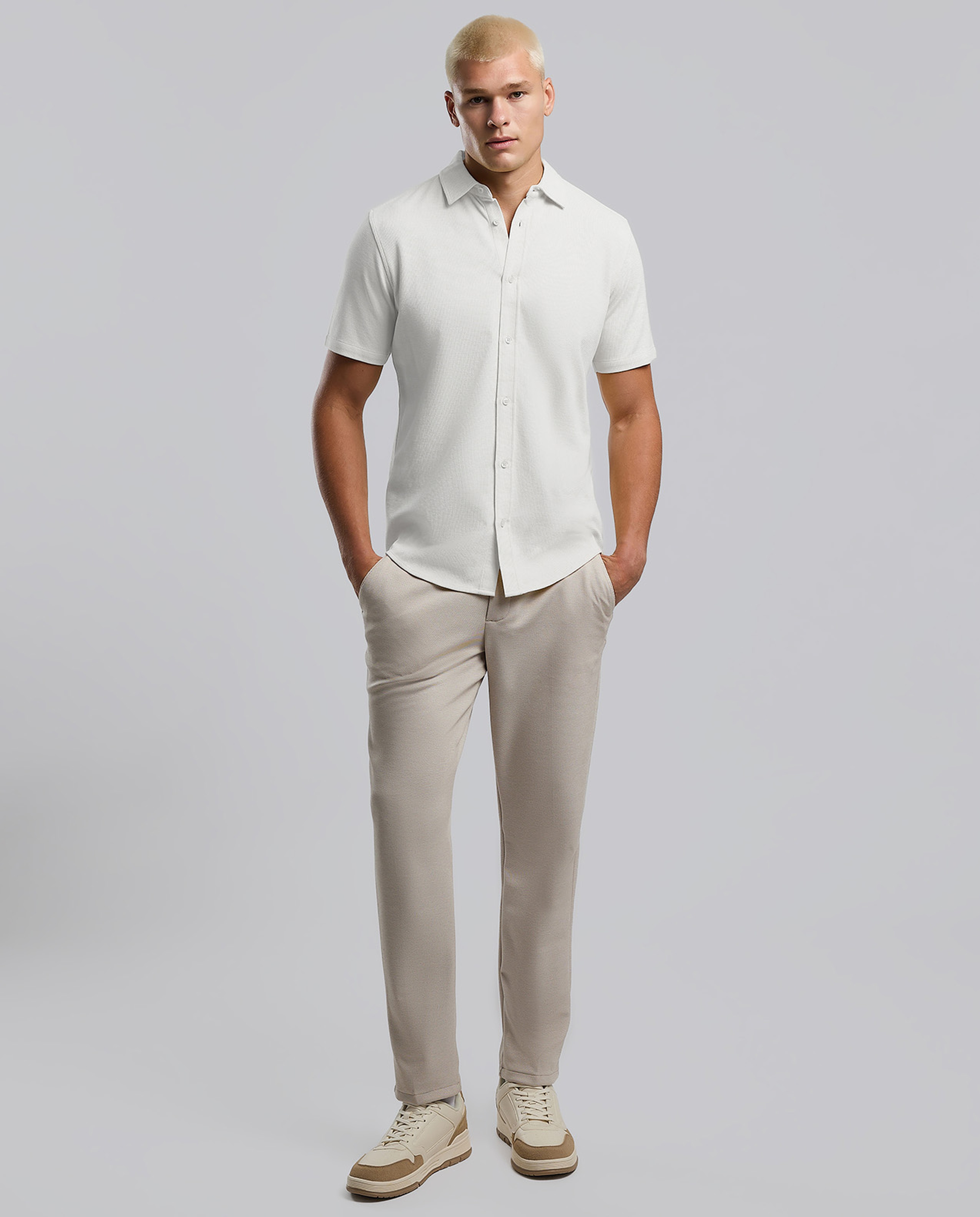 Textured Polo T-Shirt with Short Sleeves