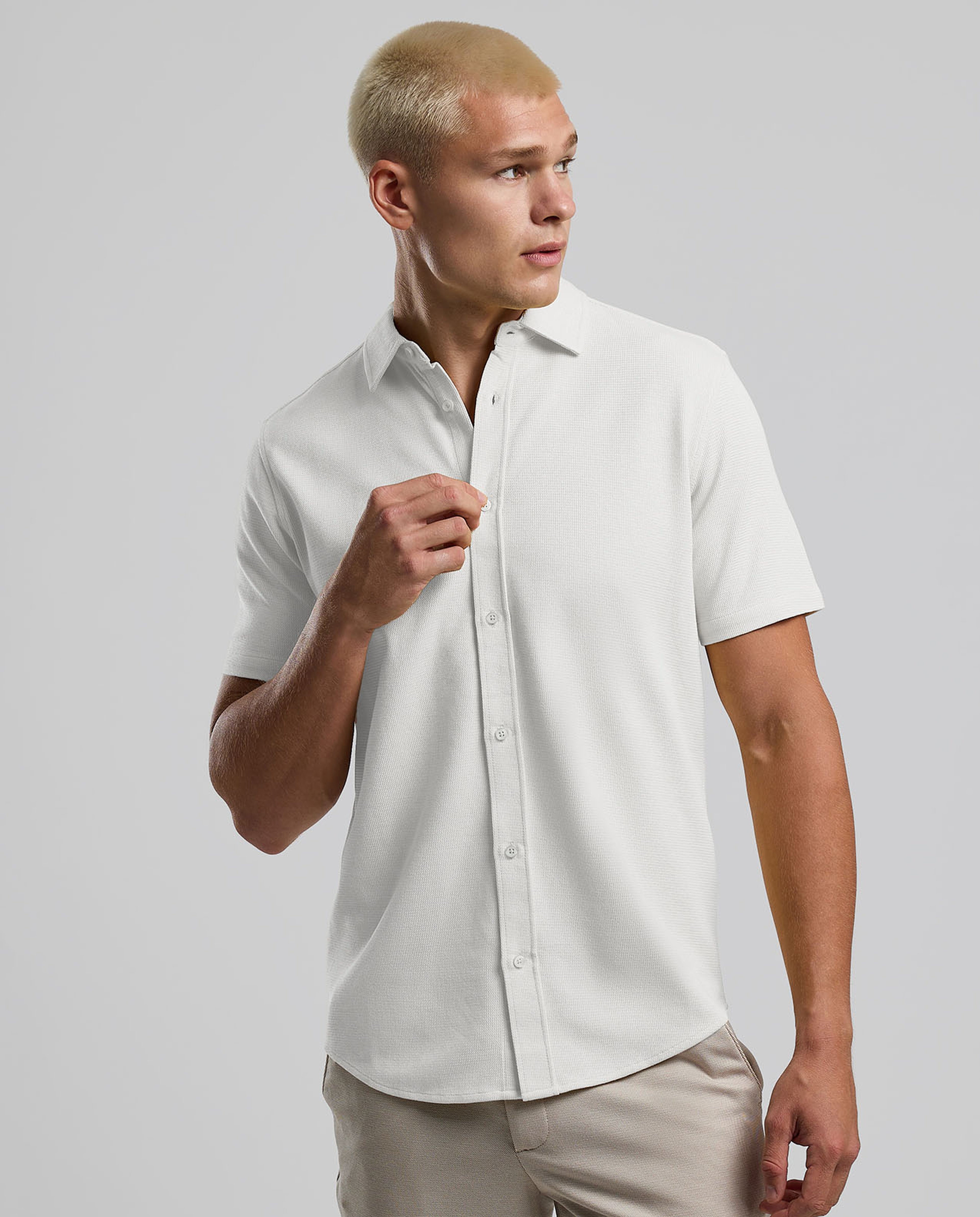 Textured Polo T-Shirt with Short Sleeves