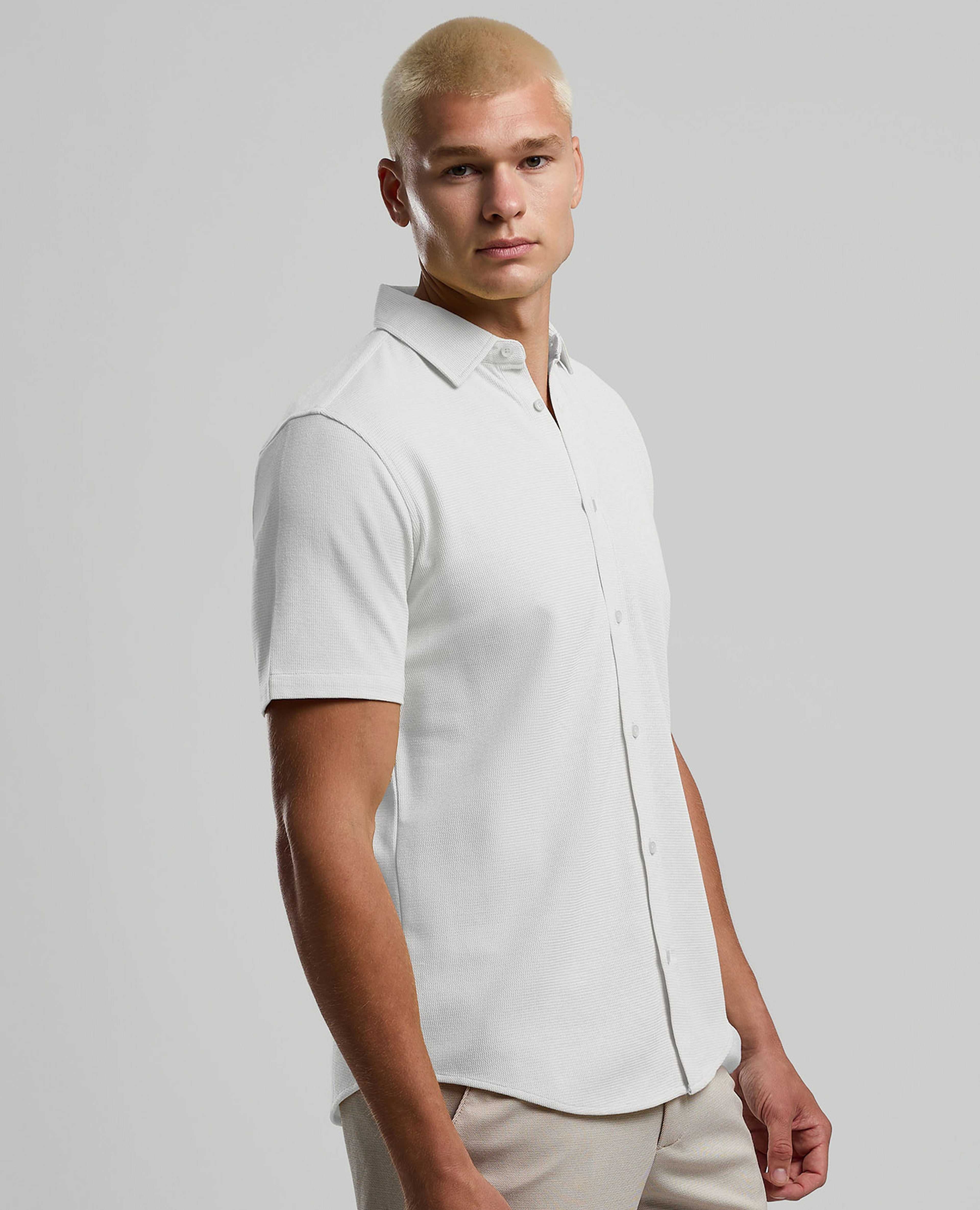 Textured Polo T-Shirt with Short Sleeves