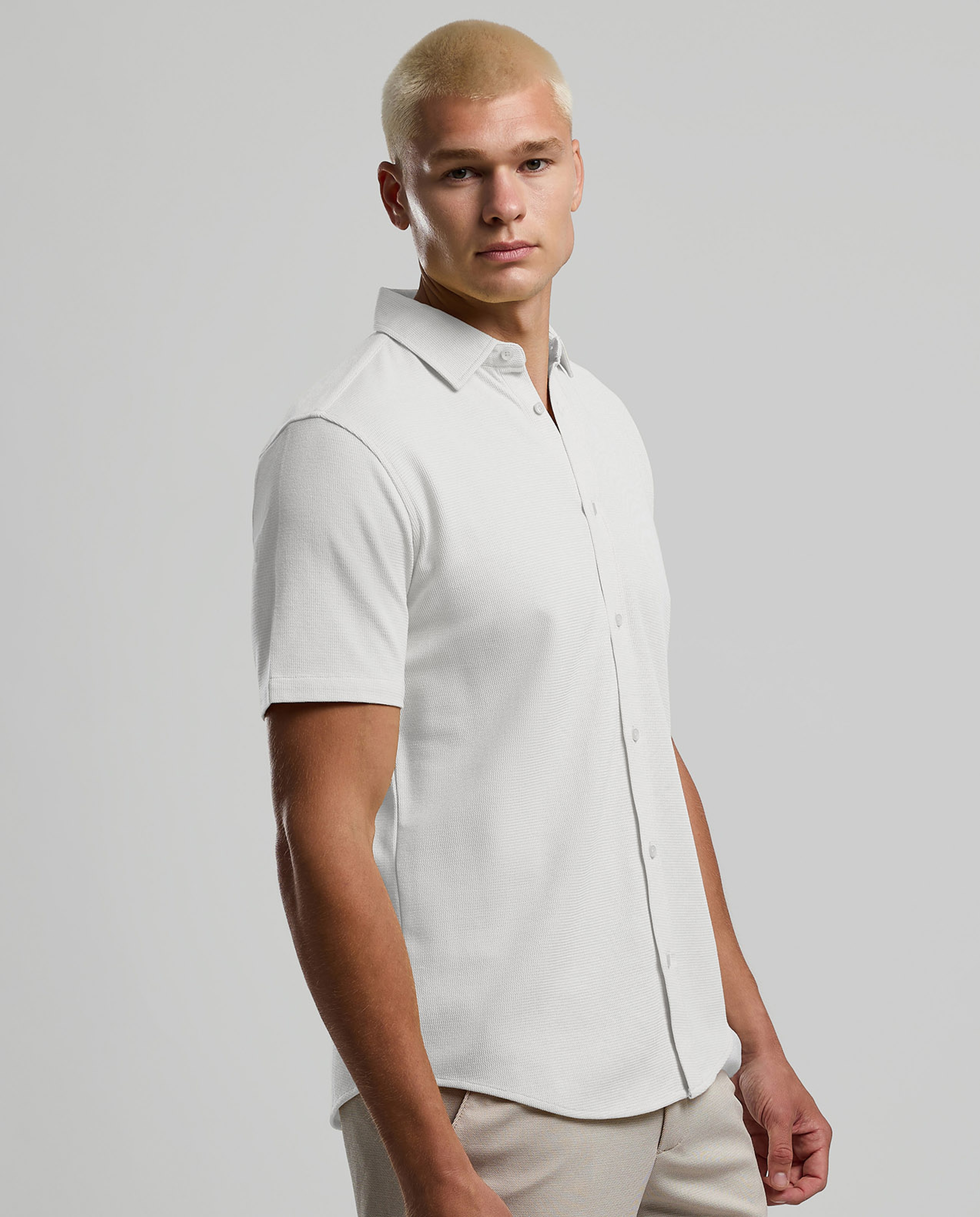 Textured Polo T-Shirt with Short Sleeves