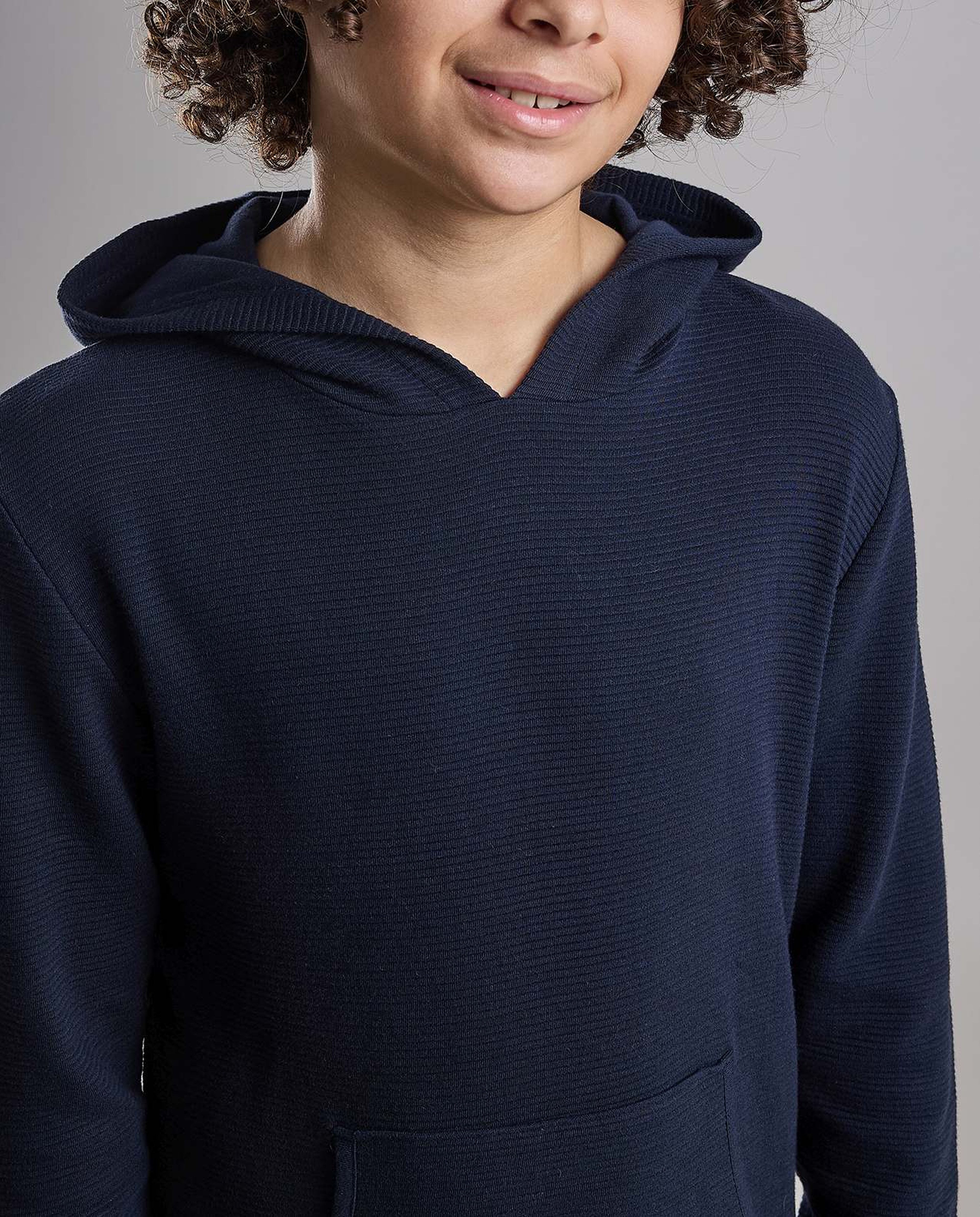Solid Hoodie with Long Sleeves