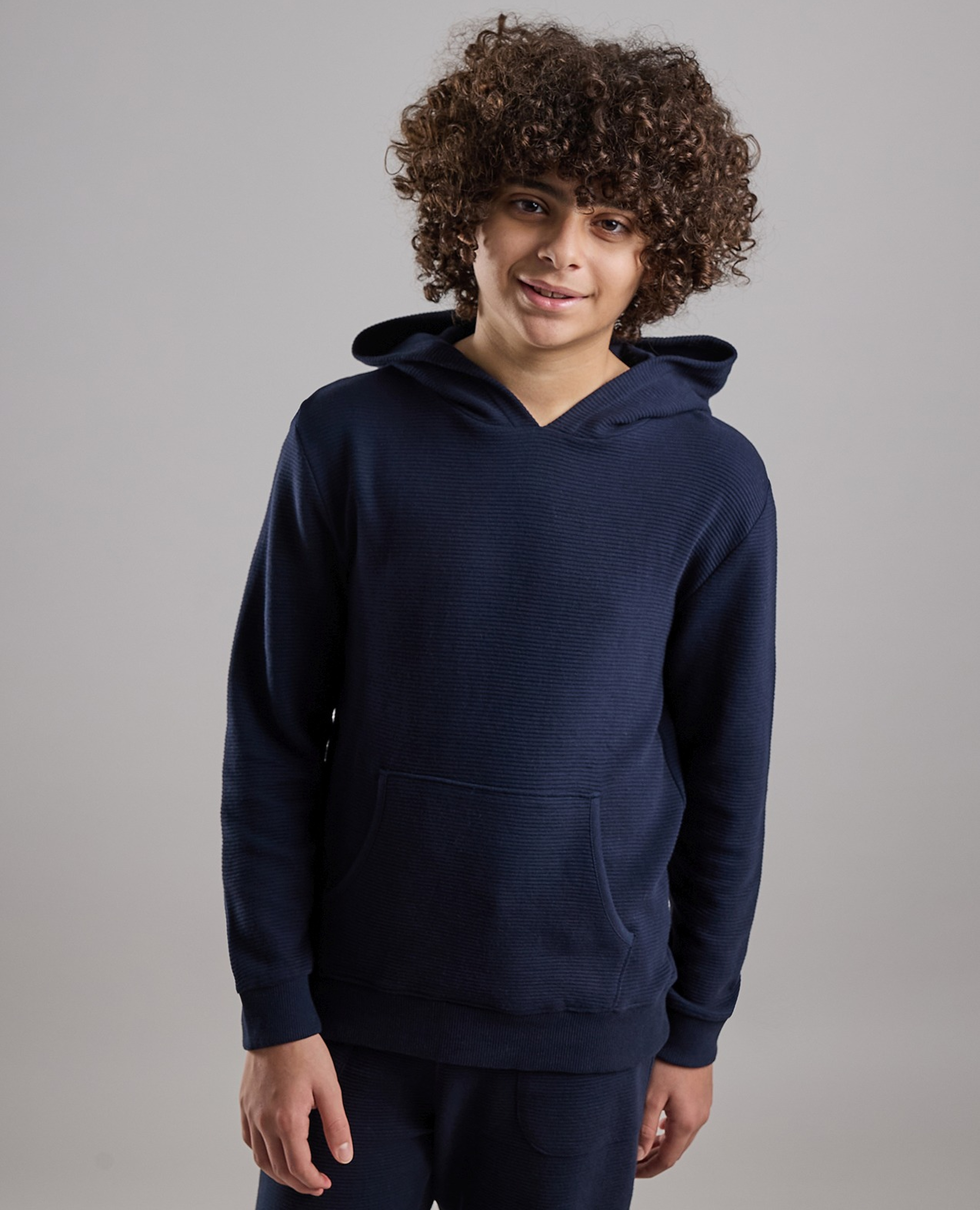 Solid Hoodie with Long Sleeves