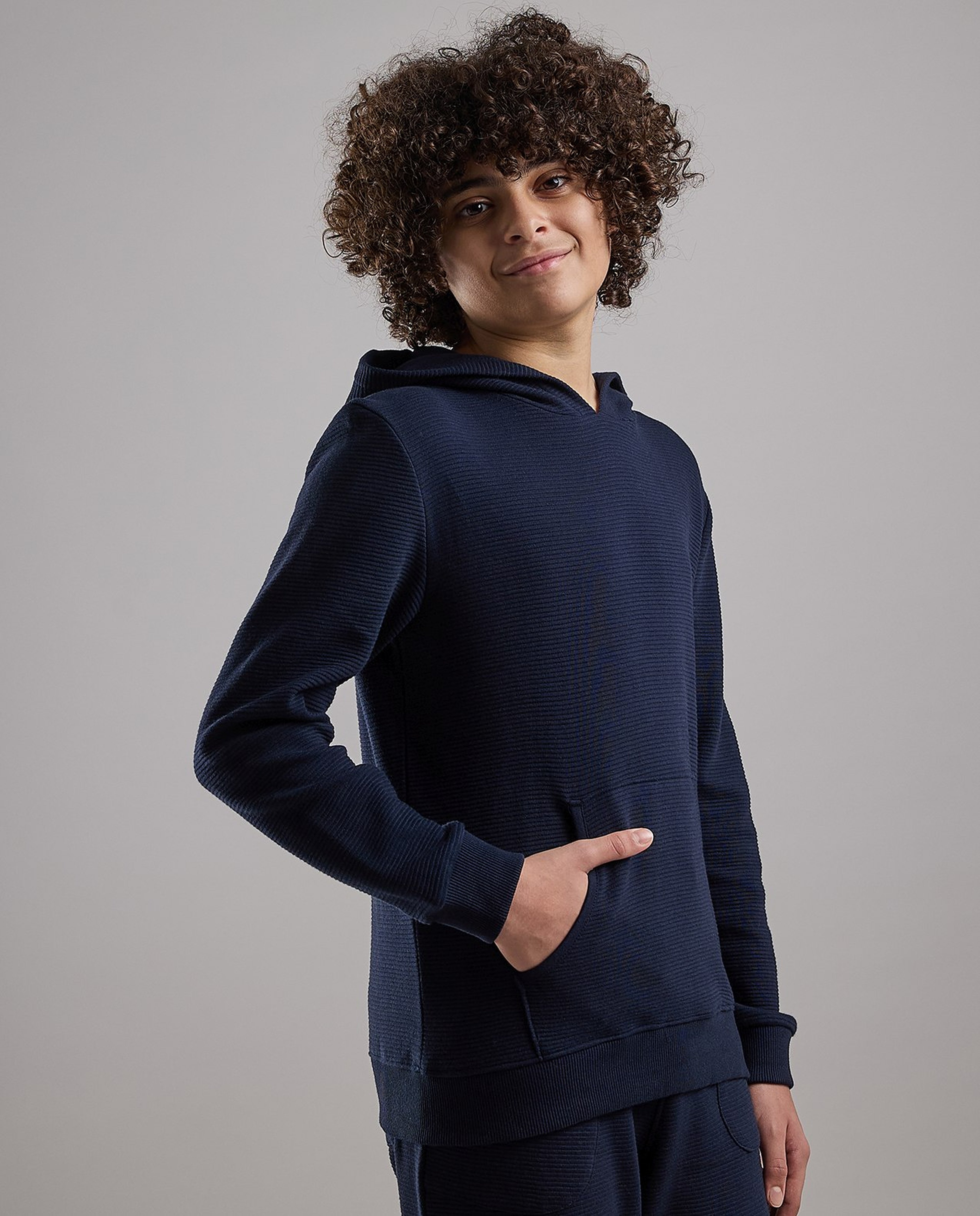 Solid Hoodie with Long Sleeves